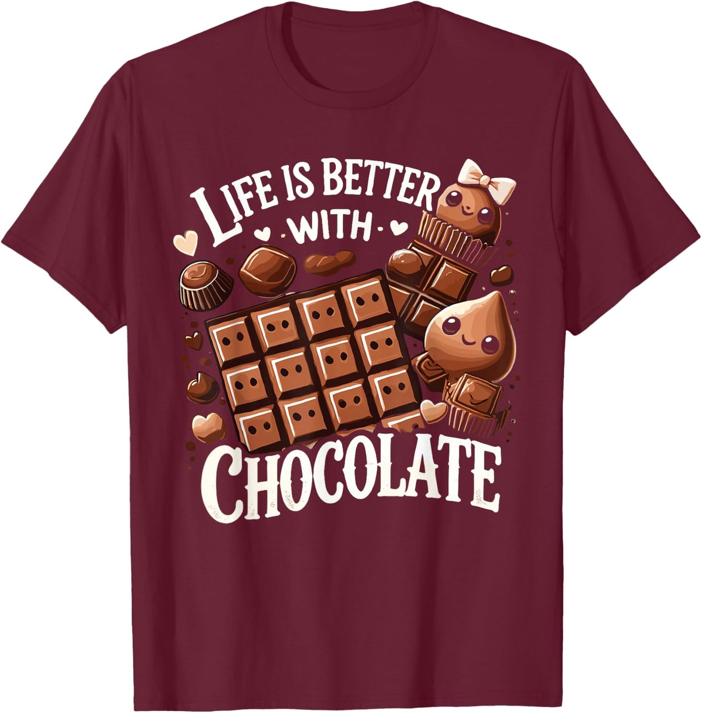 Life Is Better With Chocolate Chocolate Milk T-Shirt - T-Shirt | Maroon