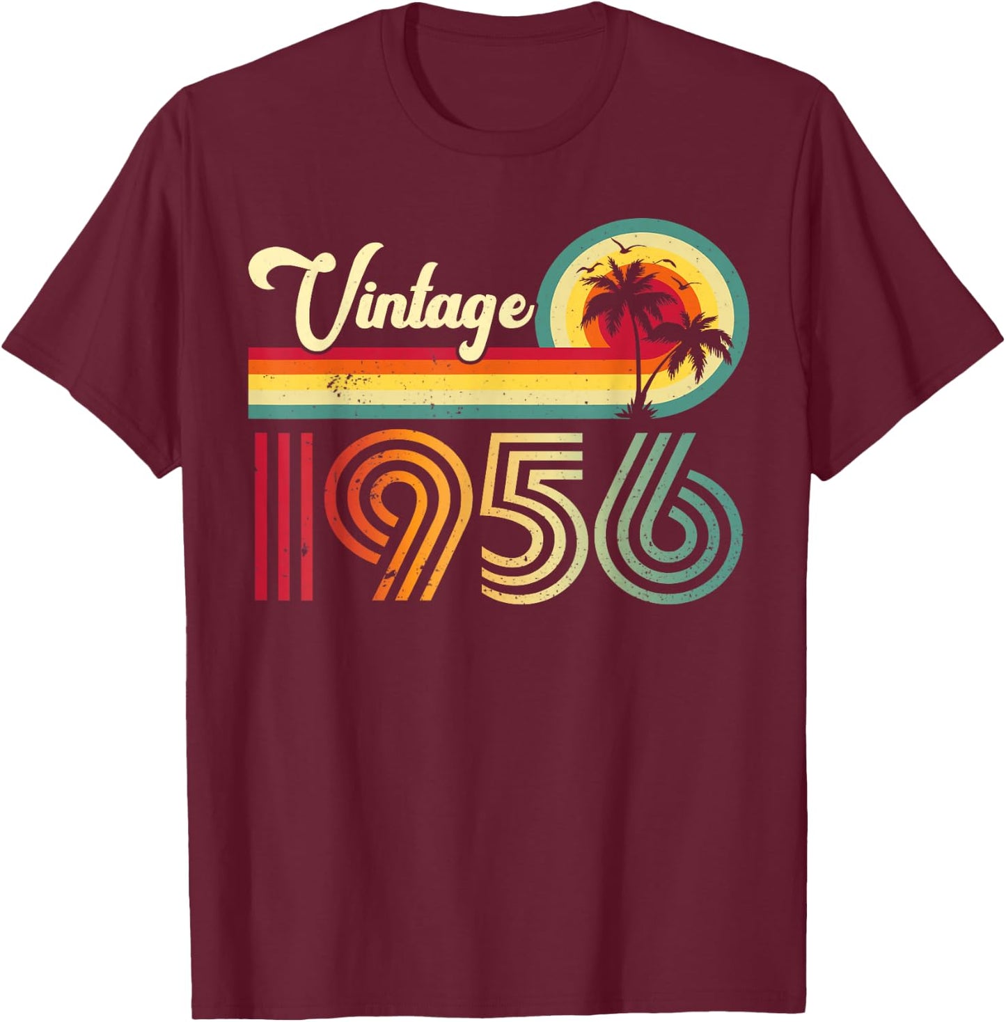 Vintage 1956 Classic 70 Year Old 70th Birthday Men Women T-Shirt - T-Shirt | Maroon