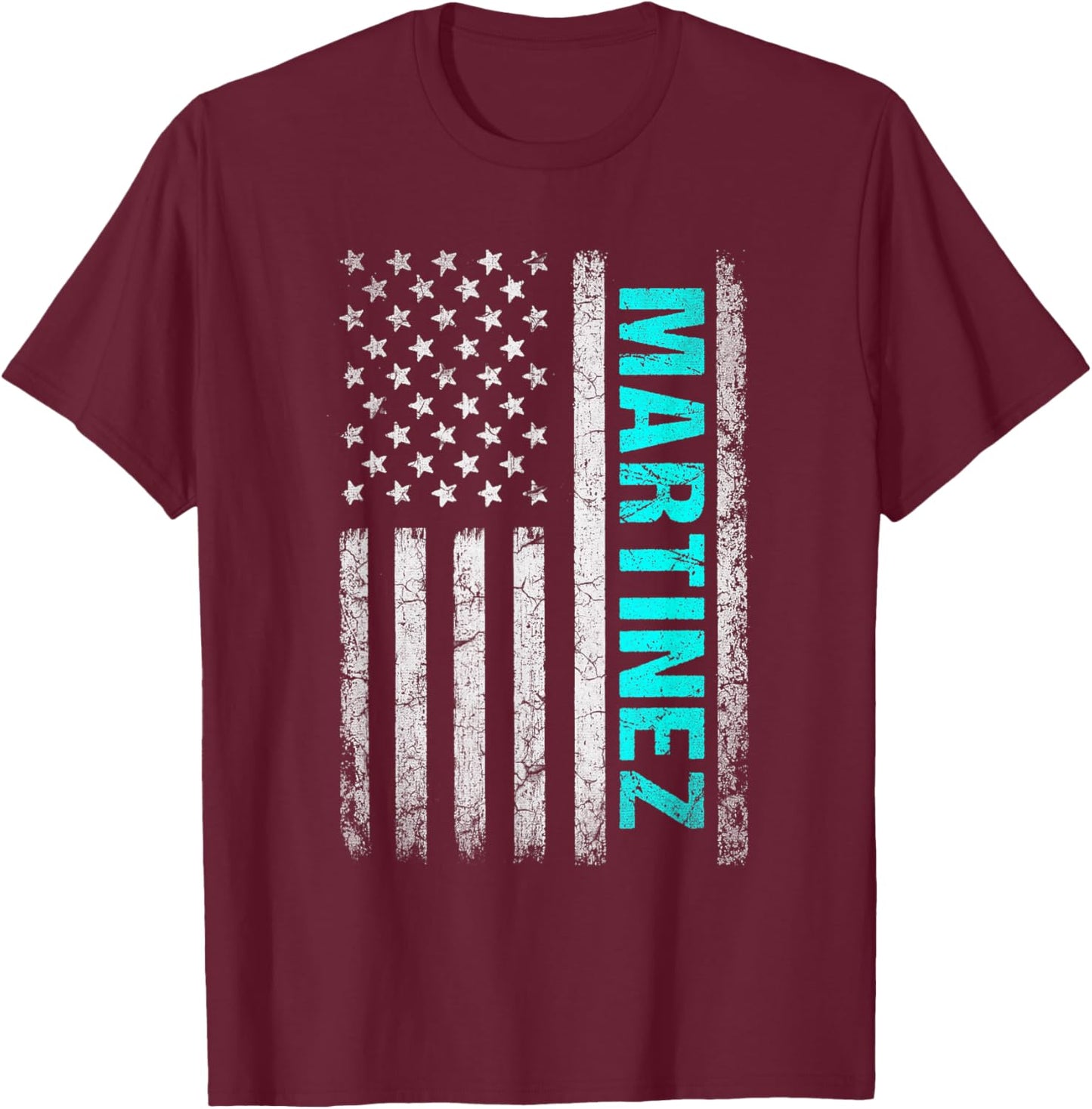 Martinez Name American Flag - Martinez Last Name T-Shirt - T-Shirt | Maroon