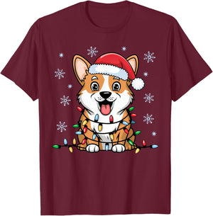 Pembroke Welsh Corgi Christmas Lights Xmas Dogs Gifts Women T-Shirt - T-Shirt | Maroon
