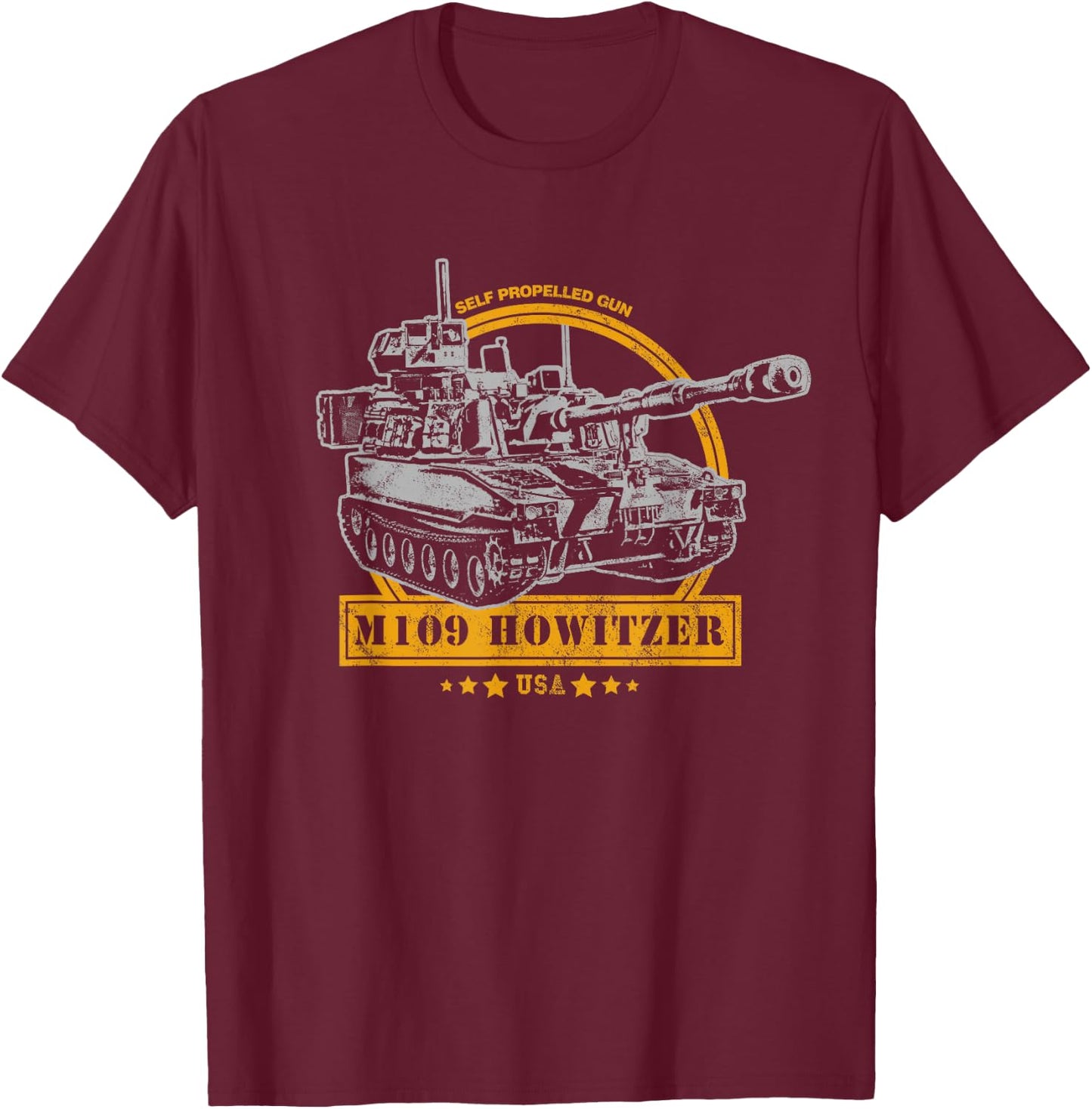 M109 Self Propelled Howitzer T-Shirt - T-Shirt | Maroon