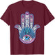 Hamsa Hand Mandala Yoga Fatima Hand Symbol Boho T-Shirt - T-Shirt | Maroon