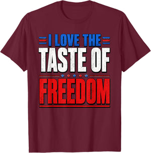 I Love The Taste of Freedom Couple Matching Patriotic Fourth T-Shirt - T-Shirt | Maroon