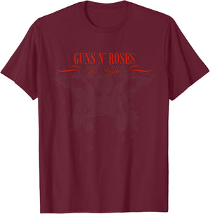 Guns N' Roses Official Los Angeles Skeleton Faded T-Shirt - T-Shirt | Maroon