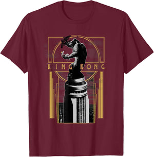 Warner Bros. King Kong Deco Grey Cotton Polyester Blend Regular Fit Short Sleeve , Small, -Adults, Women, Casual, Spring, Summer T-Shirt - T-Shirt | Maroon