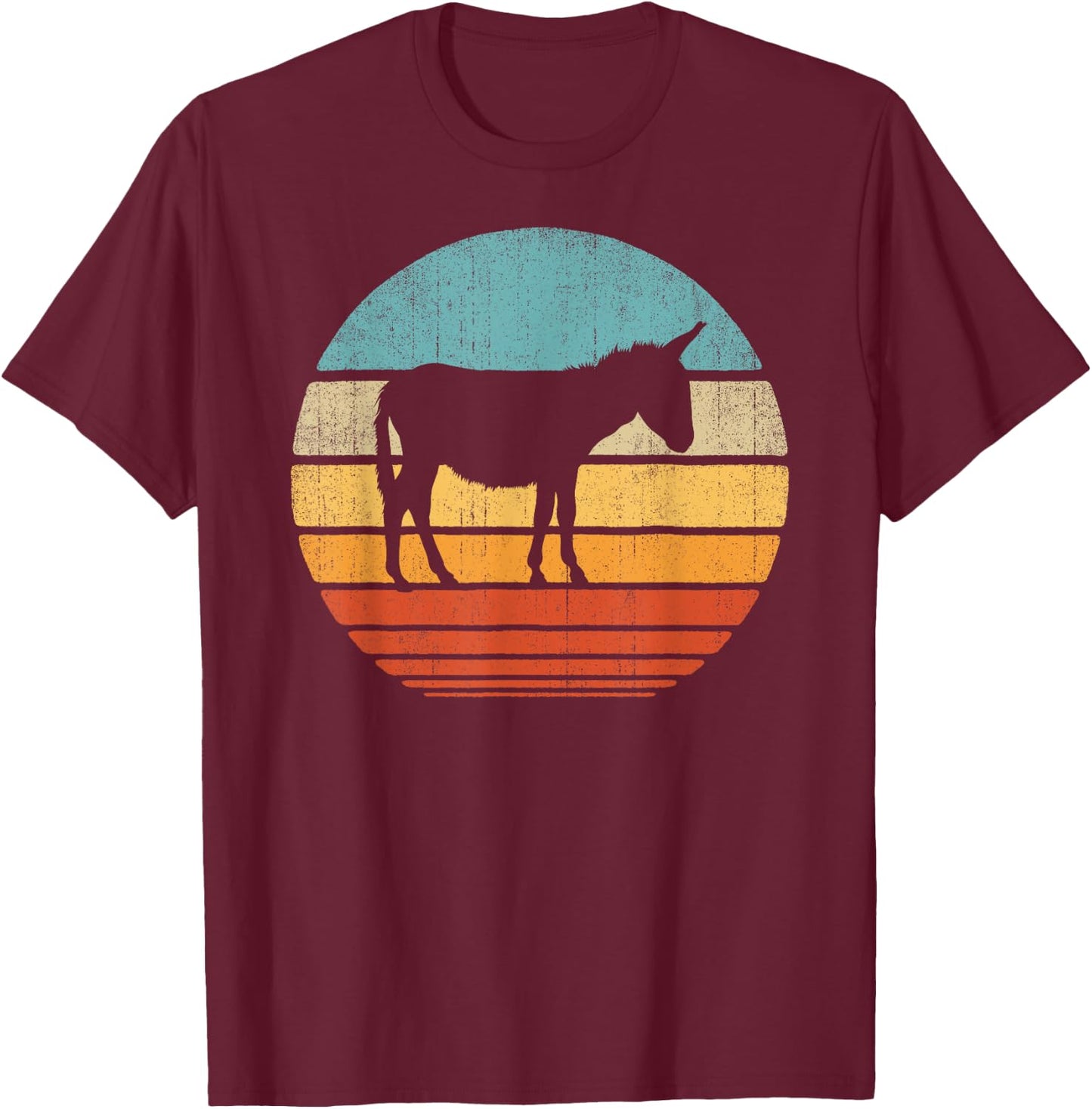 Donkey Retro Vintage 60s 70s Sunset Farm Animal Farmer Men T-Shirt - T-Shirt | Maroon