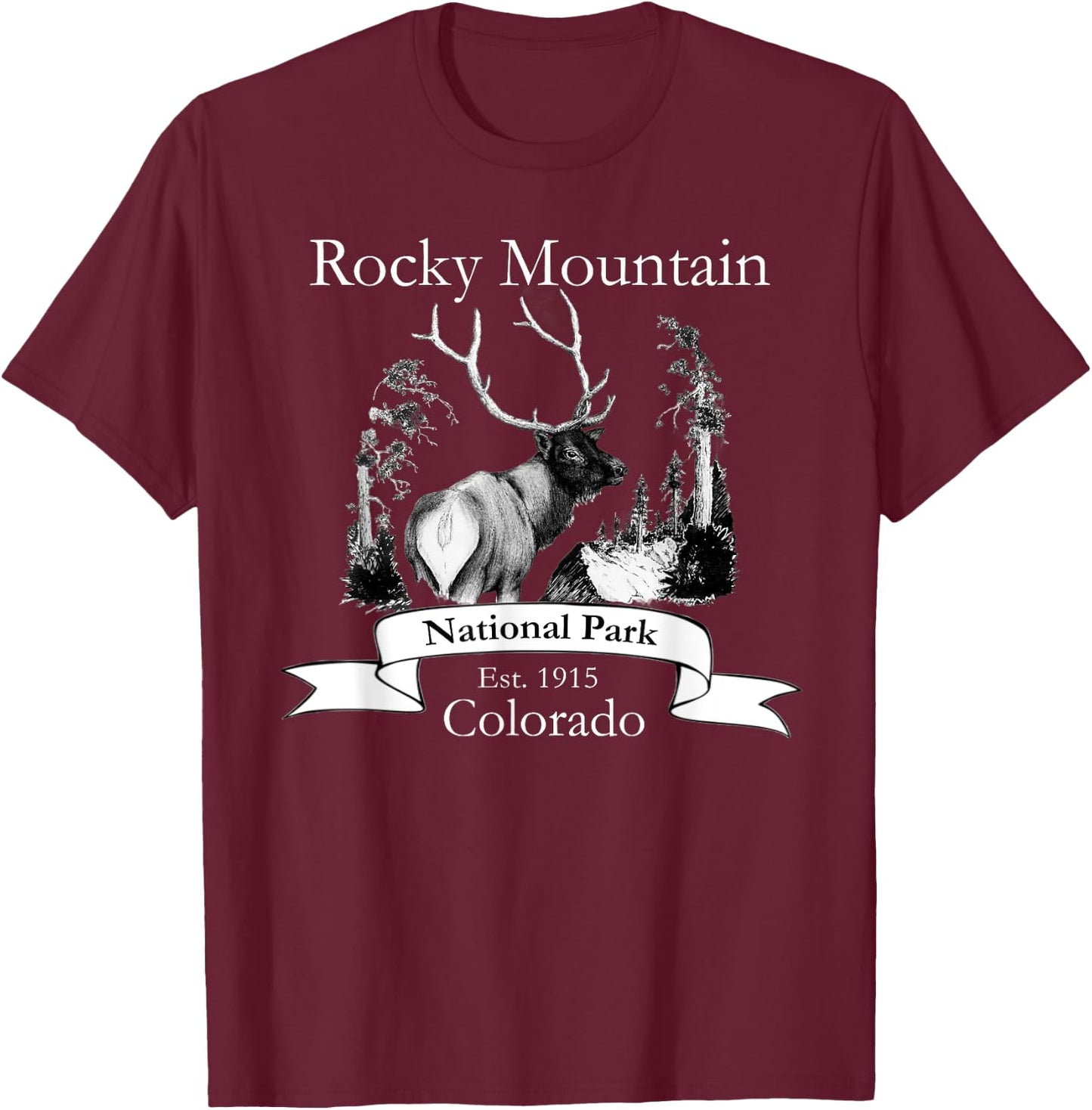 Rocky Mountain National Park. Elk. T-Shirt - T-Shirt | Maroon