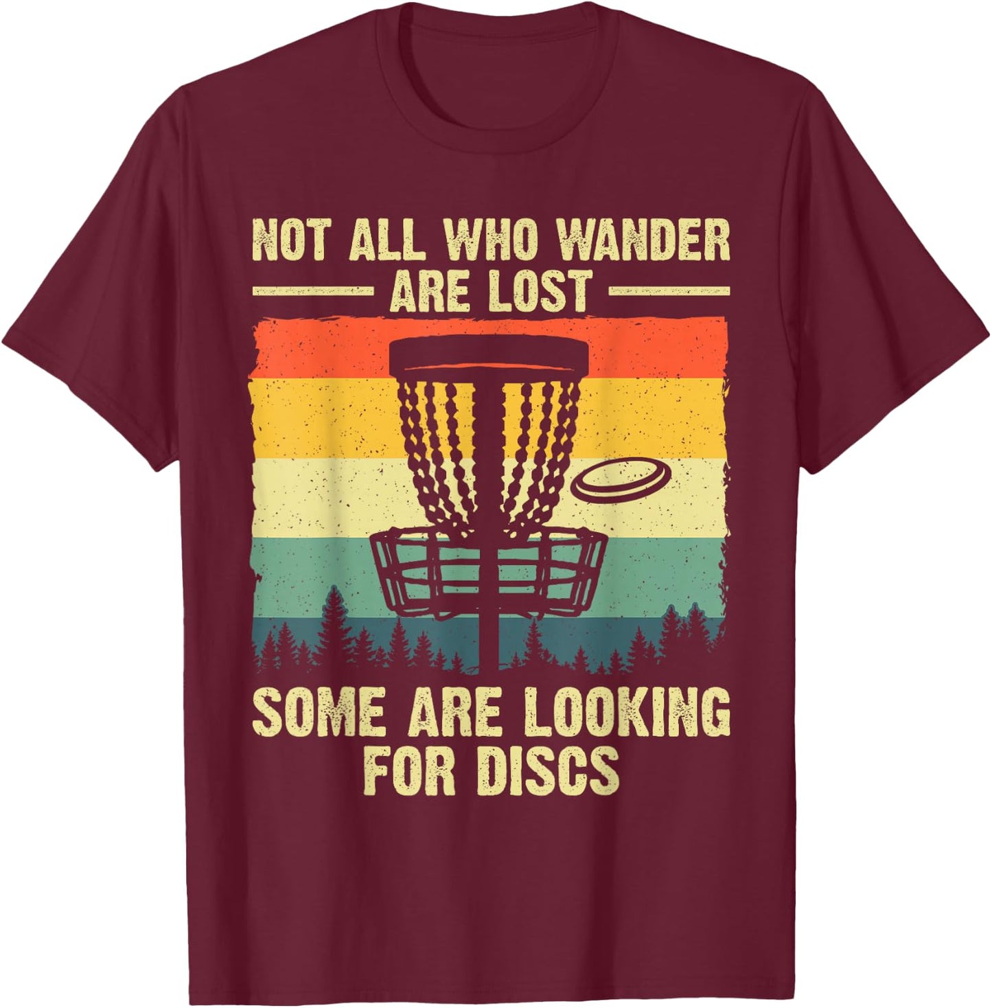 Disc Golf Gift Disc Golfer Stuff & Accessories -Adults & -Kids Funny Disc Golf Art Black Short Sleeve Small Classic Fit Lightweight T-Shirt - T-Shirt | Maroon