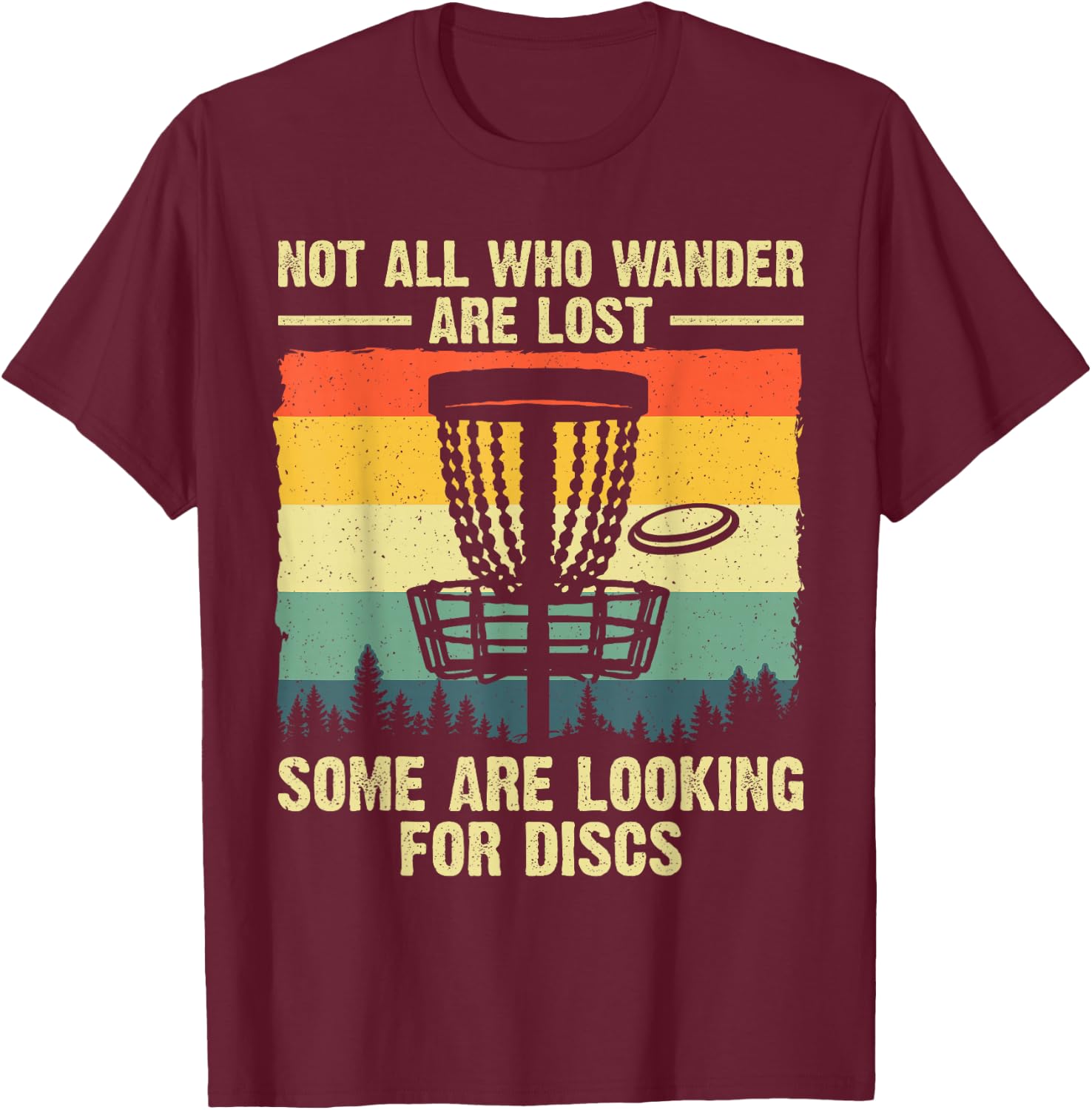 Disc Golf Gift Disc Golfer Stuff & Accessories -Adults & -Kids Funny Disc Golf Art Black Short Sleeve Small Classic Fit Lightweight T-Shirt - T-Shirt | Maroon