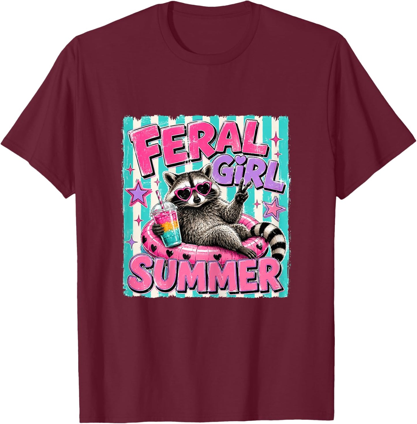 Feral Girl Summer T-Shirt - T-Shirt | Maroon