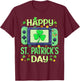 Happy St. Patrick's Day Video Gamer Controller Irish Men Boy T-Shirt - T-Shirt | Maroon
