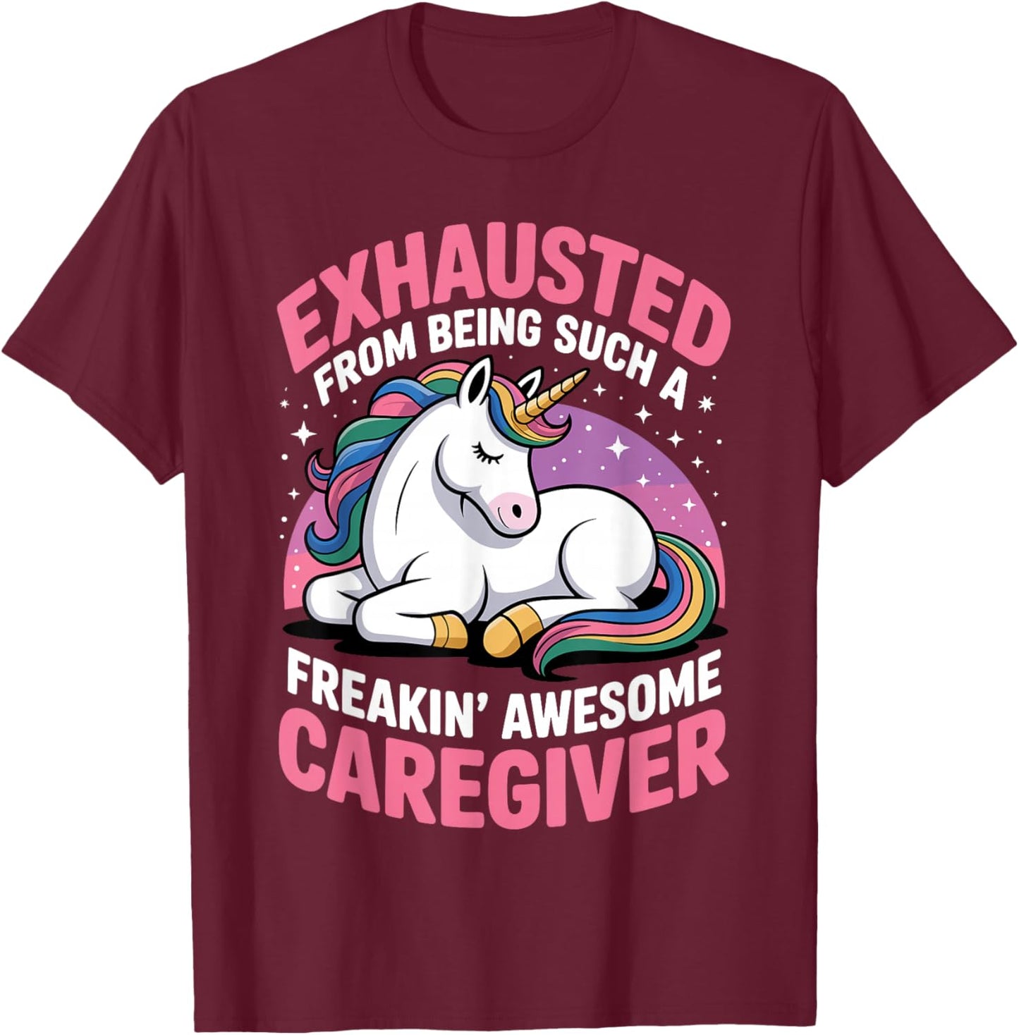 Funny Caregiver Art Men Girls Caregiving Caregiver T-Shirt - T-Shirt | Maroon