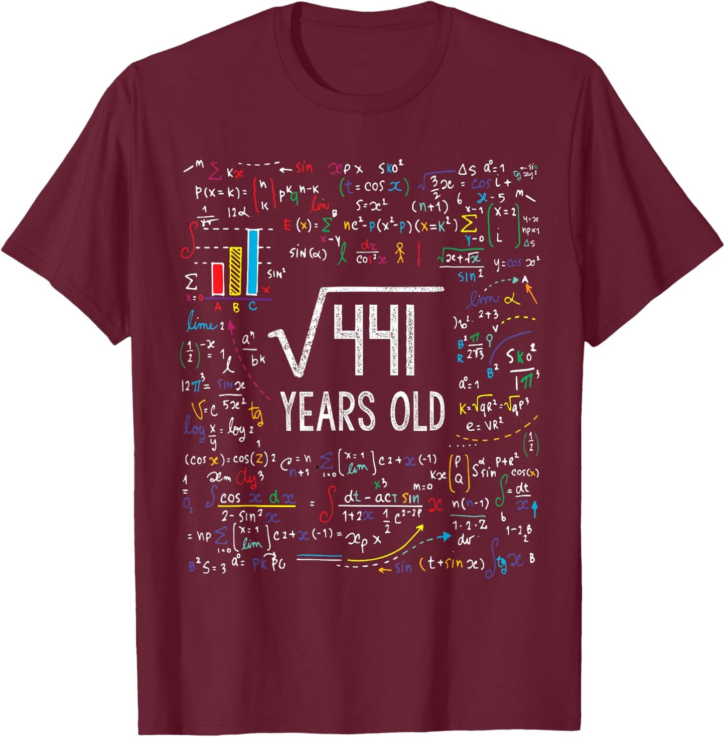 Square Root Of 441 21st Birthday 21 Year Old Gifts Math Bday T-Shirt - T-Shirt | Maroon