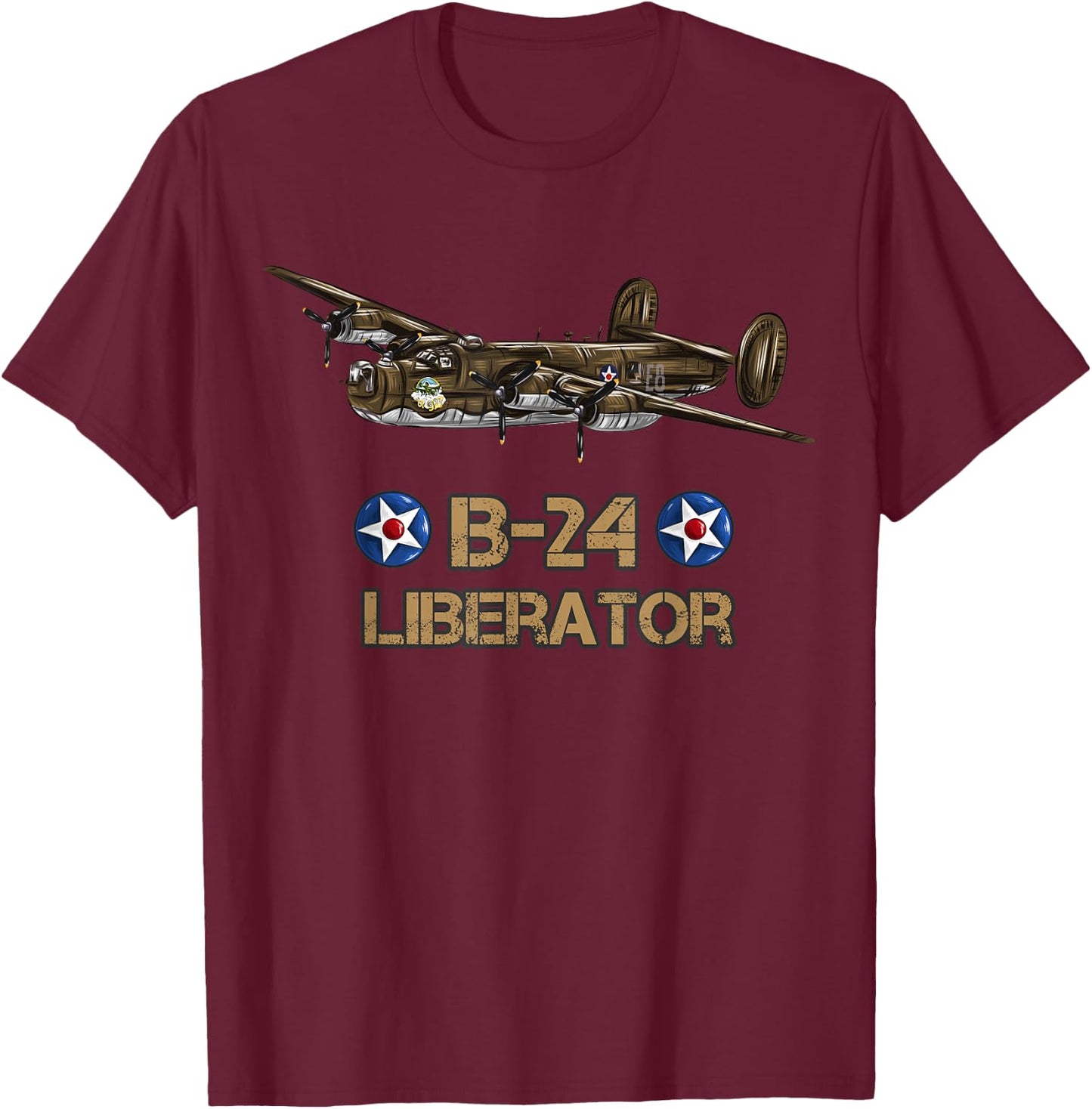 WW2 Aviation B-24 Liberator American Heavy Bomber Gift T-Shirt - T-Shirt | Maroon