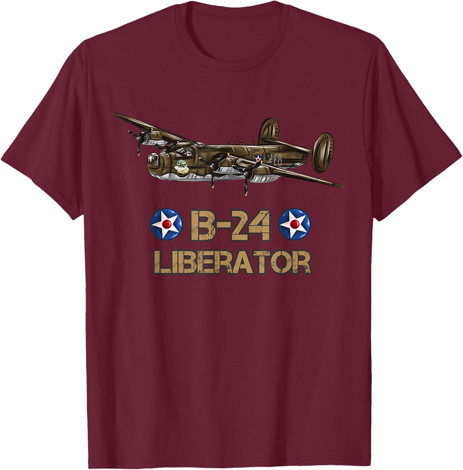 WW2 Aviation B-24 Liberator American Heavy Bomber Gift T-Shirt - T-Shirt | Maroon