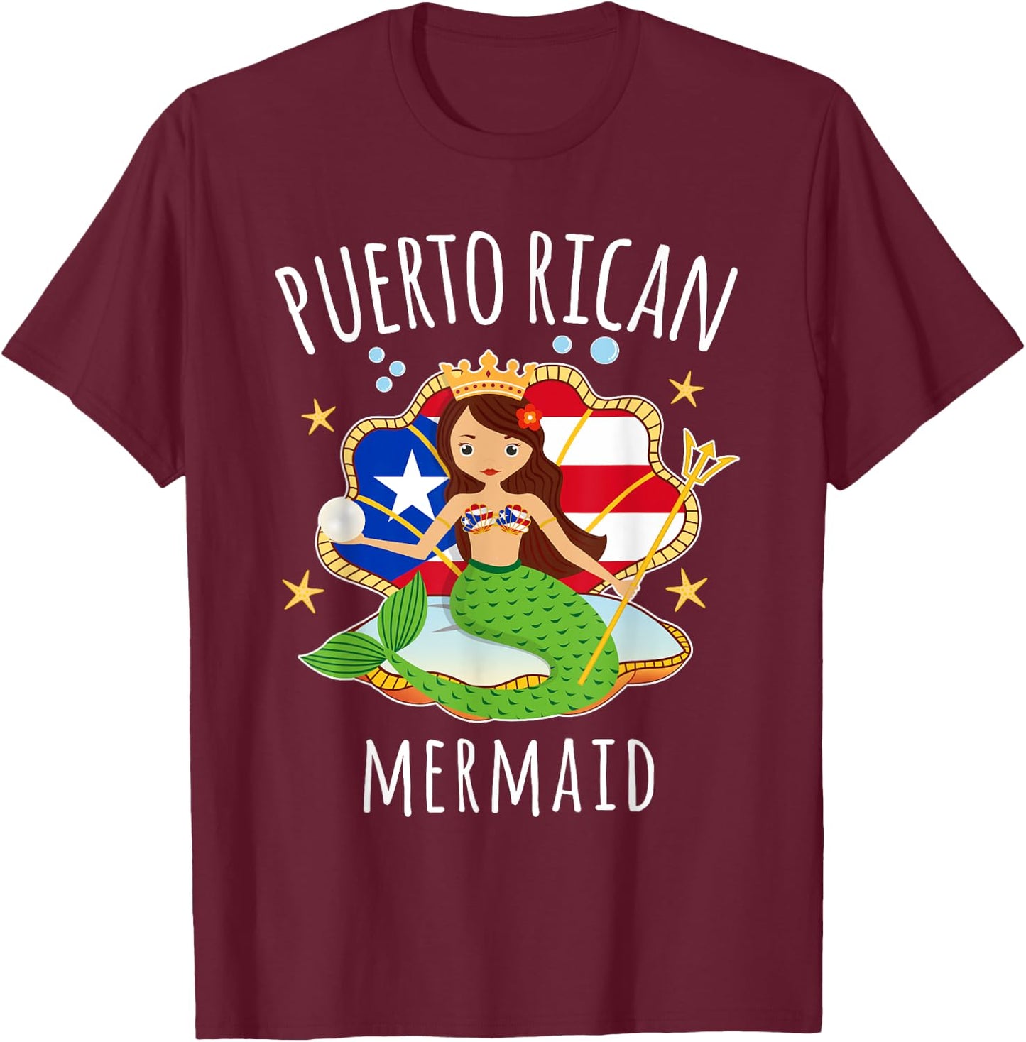 Puerto Rico Flag Puerto Rican Mermaid Kids T-Shirt - T-Shirt | Maroon