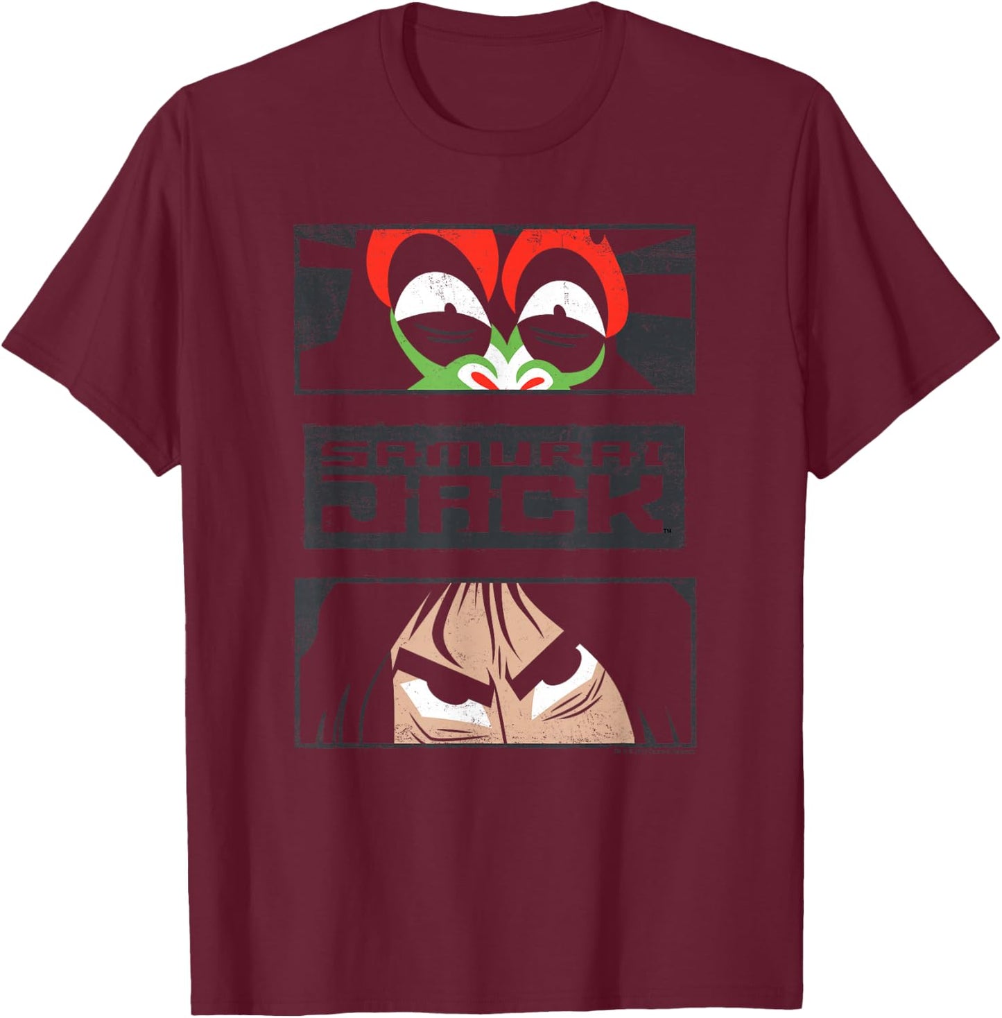 Samurai Jack Stare Down T-Shirt - T-Shirt | Maroon