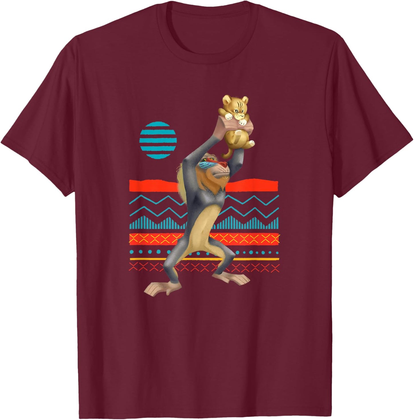 Disney The Lion King Rafiki Baby Simba Live Action T-Shirt - T-Shirt | Maroon