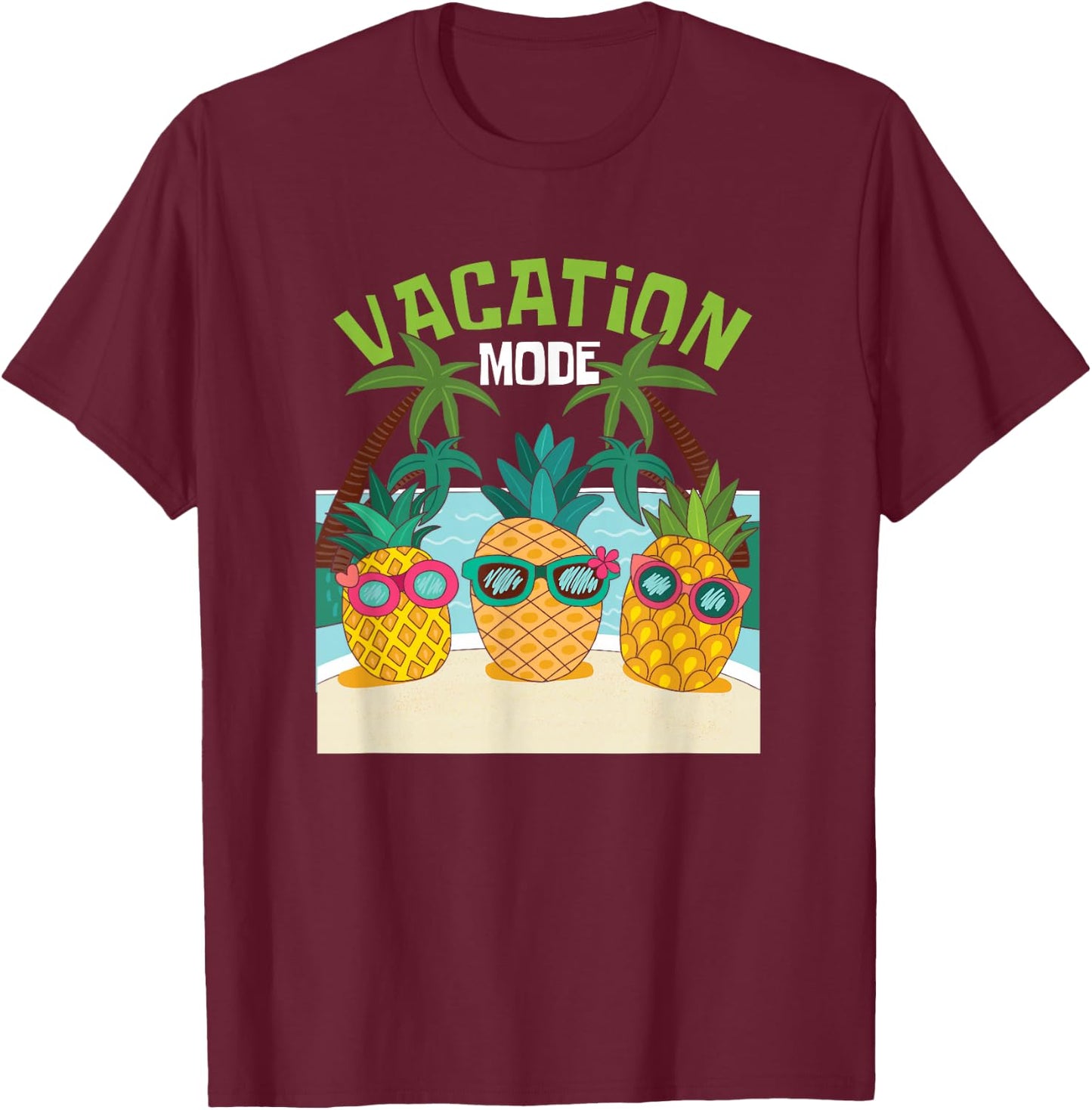 Cool Pineapple Summer Holiday Beach Swimming Party Theme T-Shirt - T-Shirt | Maroon