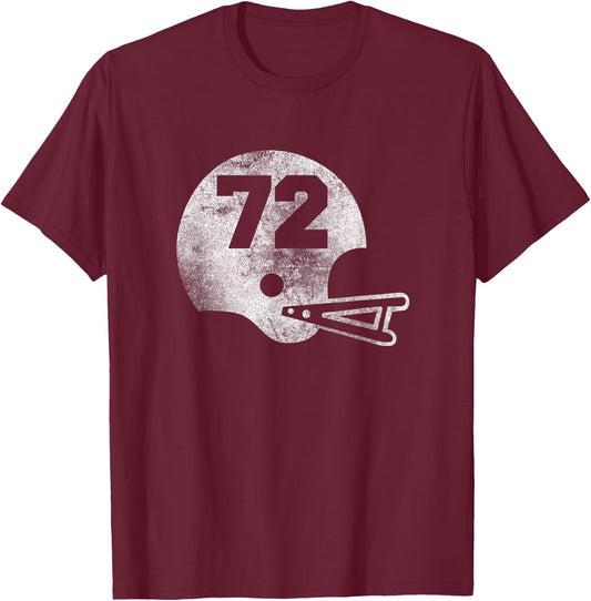 Vintage Football Jersey Number 72 Player Number T-Shirt - T-Shirt | Maroon
