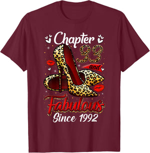 Chapter 33 Fabulous Since 1992 33rd Leopard Birthday Queen T-Shirt - T-Shirt | Maroon
