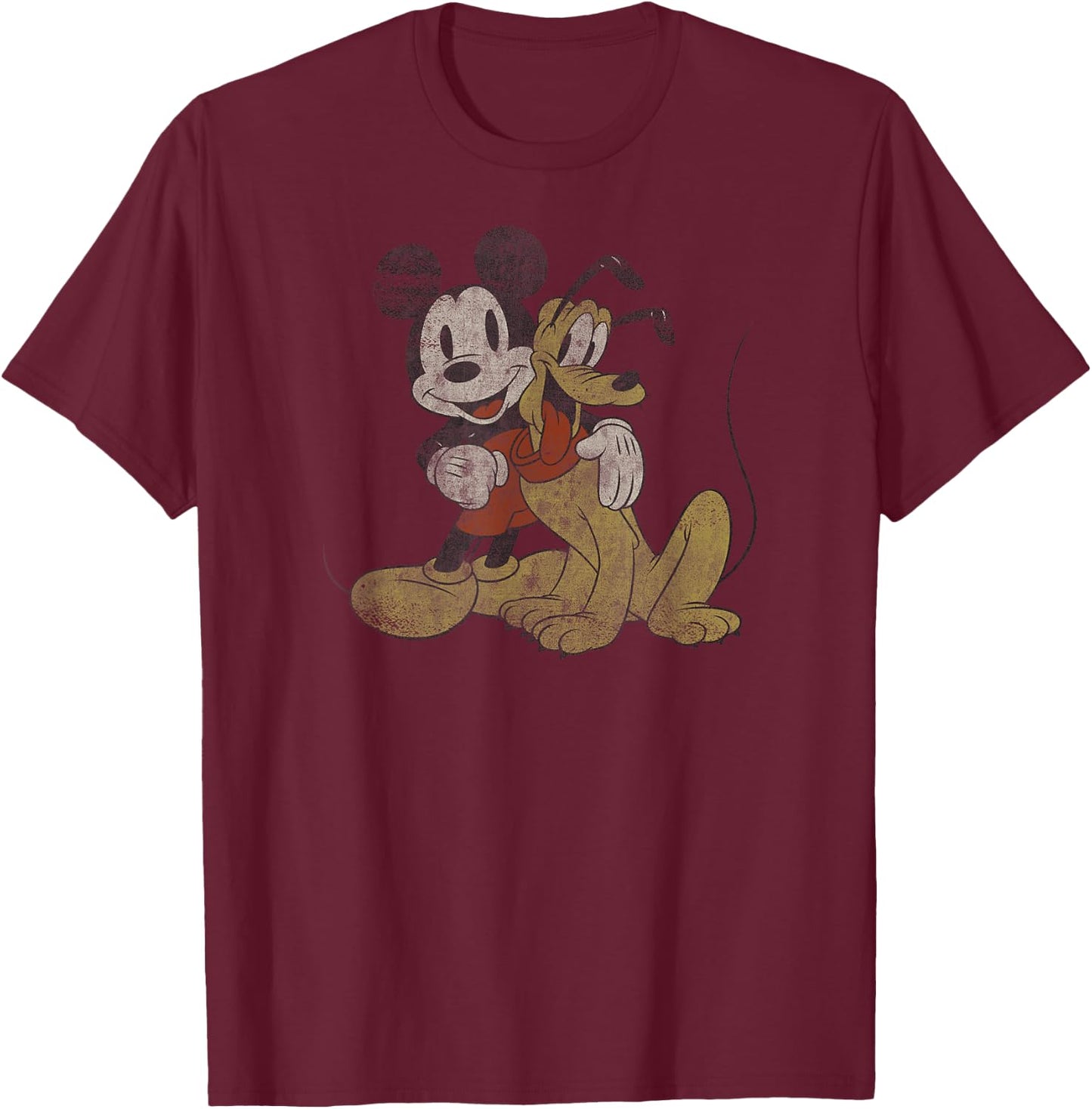 Disney - Mickey Mouse and Pluto Best Buds T-Shirt - T-Shirt | Maroon