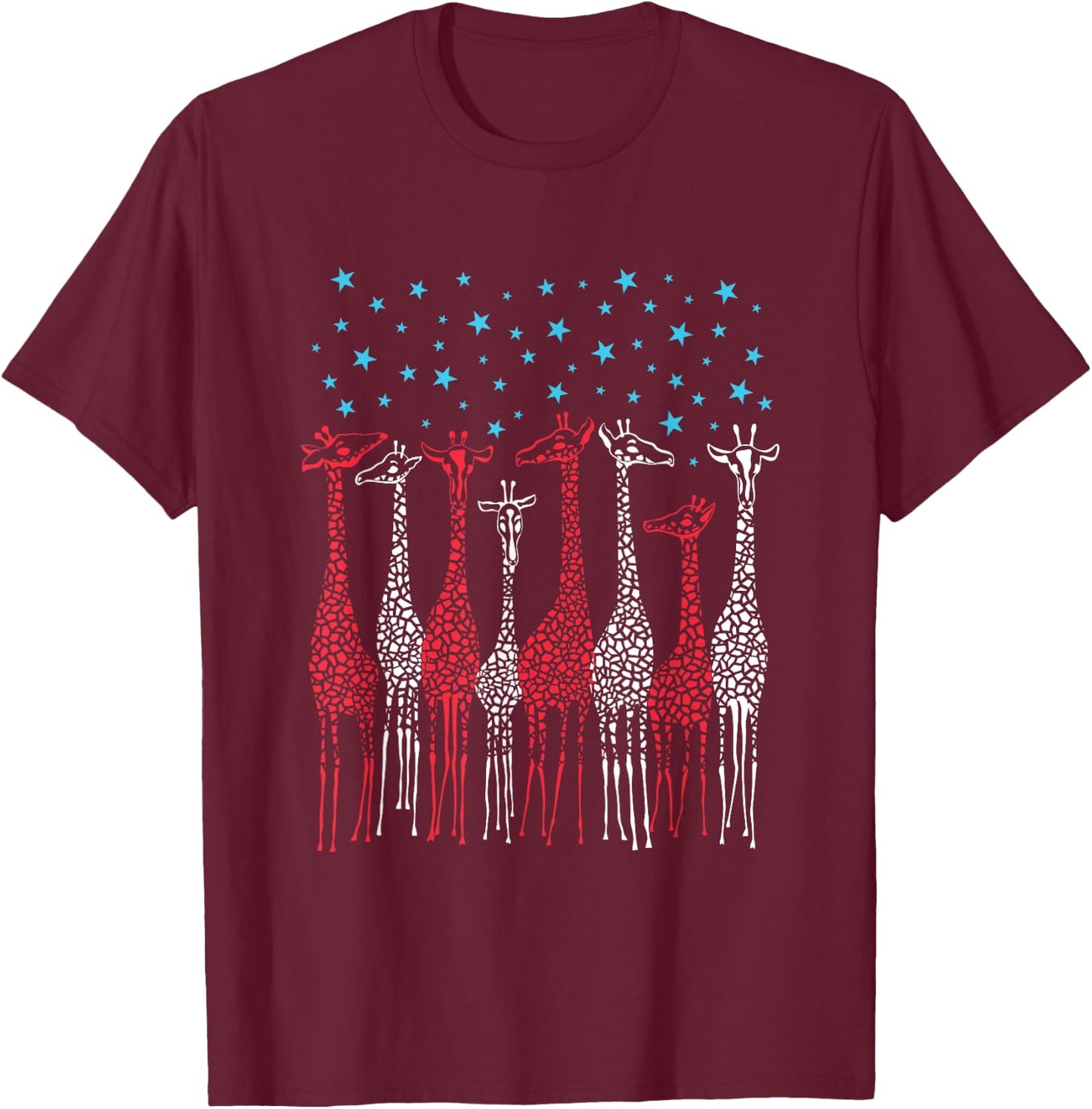 Red White And Blue Giraffe 4th of July Patriotic Kids Men T-Shirt - T-Shirt | Maroon