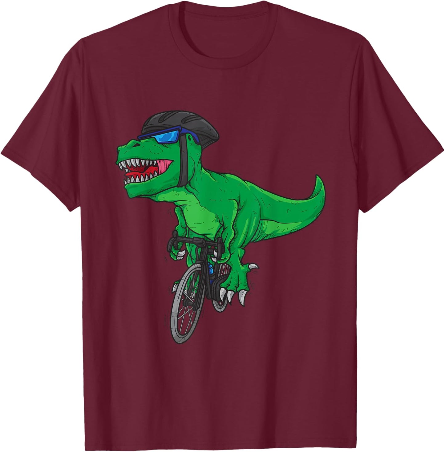 Cycling T-rex Dinosaur Shirt Cyclist Gift T-Shirt - T-Shirt | Maroon