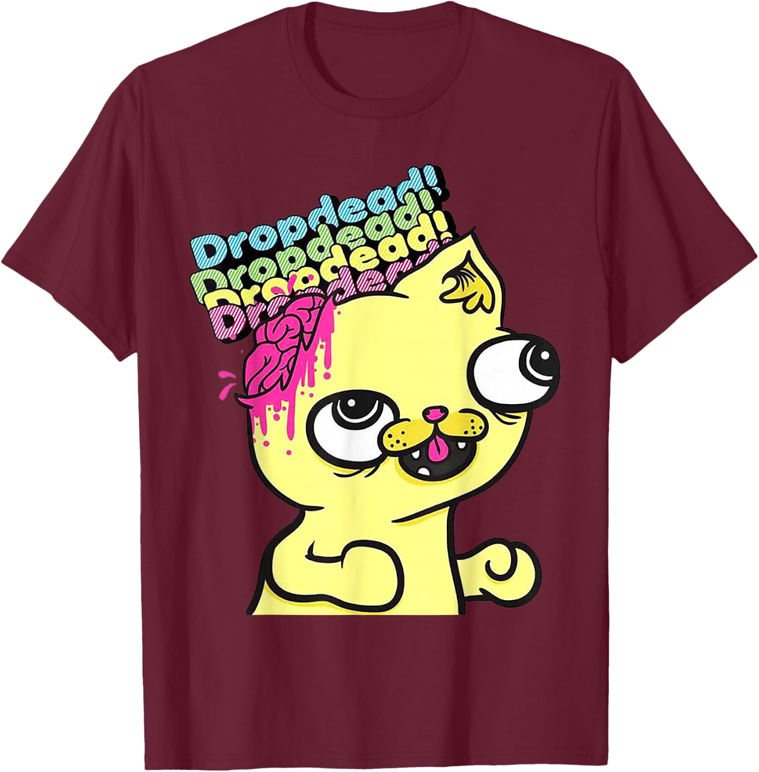 Dropdead Cat T-Shirt - T-Shirt | Maroon