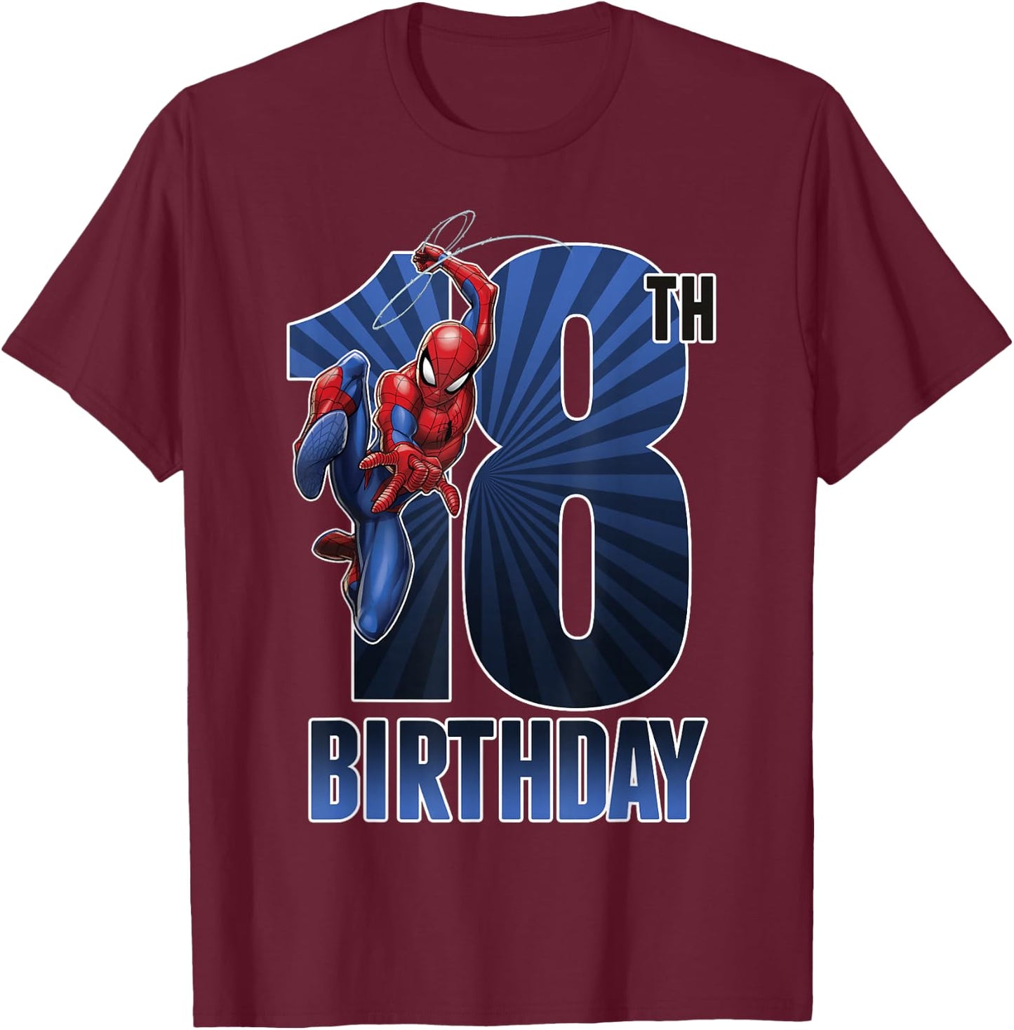 Marvel Spider-Man Swinging 18th Birthday Graphic T-Shirt - T-Shirt | Maroon