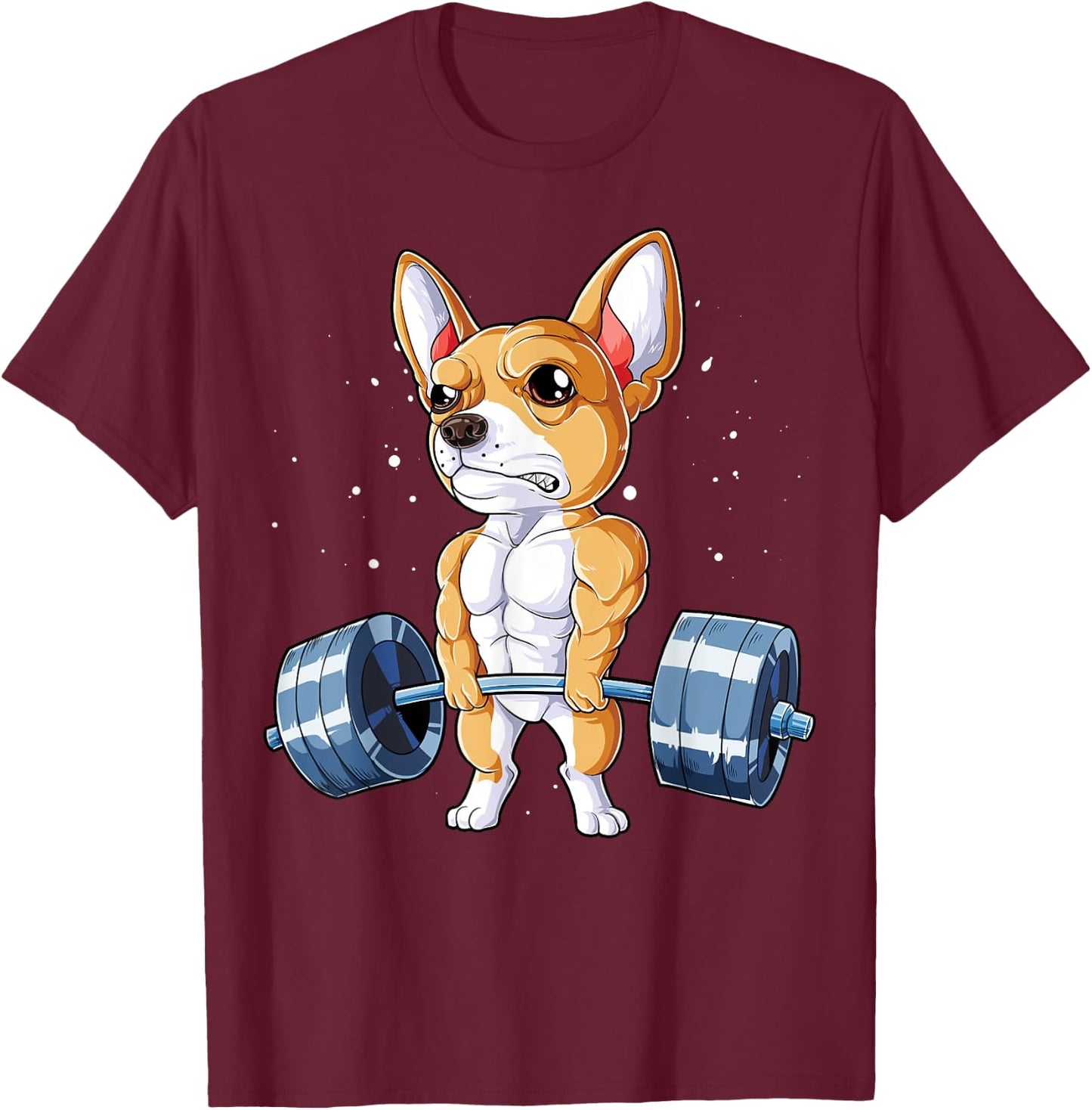 Chihuahua Weightlifting Funny Deadlift Men Fitness Gym Cute T-Shirt - T-Shirt | Maroon