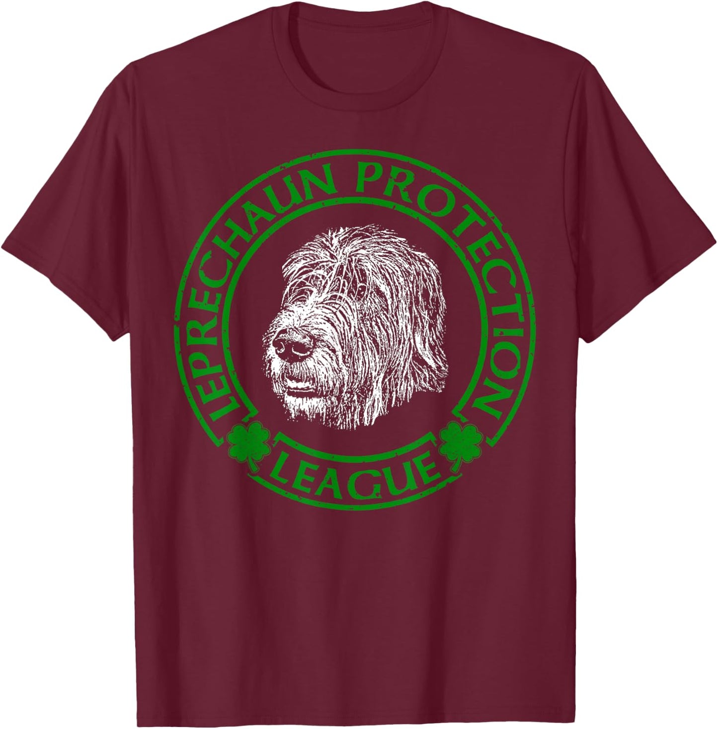 Leprechaun Protection League Irish Wolfhound T-Shirt - T-Shirt | Maroon