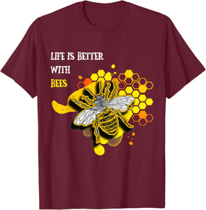 Das Leben ist besser mit Bienen Gift Fun T-Shirt - T-Shirt | Maroon