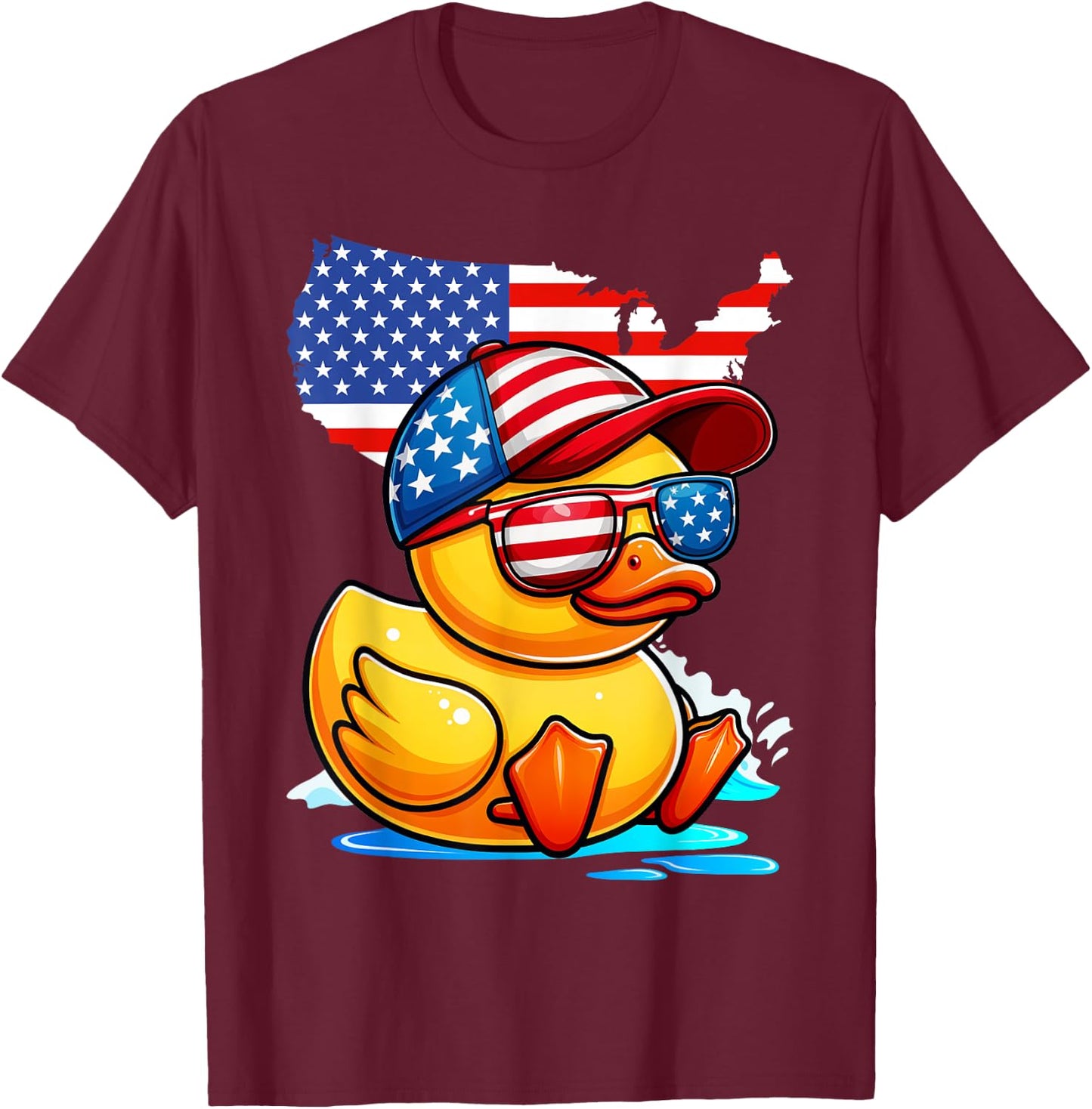 Rubber Duck USA Flag Funny Duckie Cool Vintage Duck T-Shirt - T-Shirt | Maroon