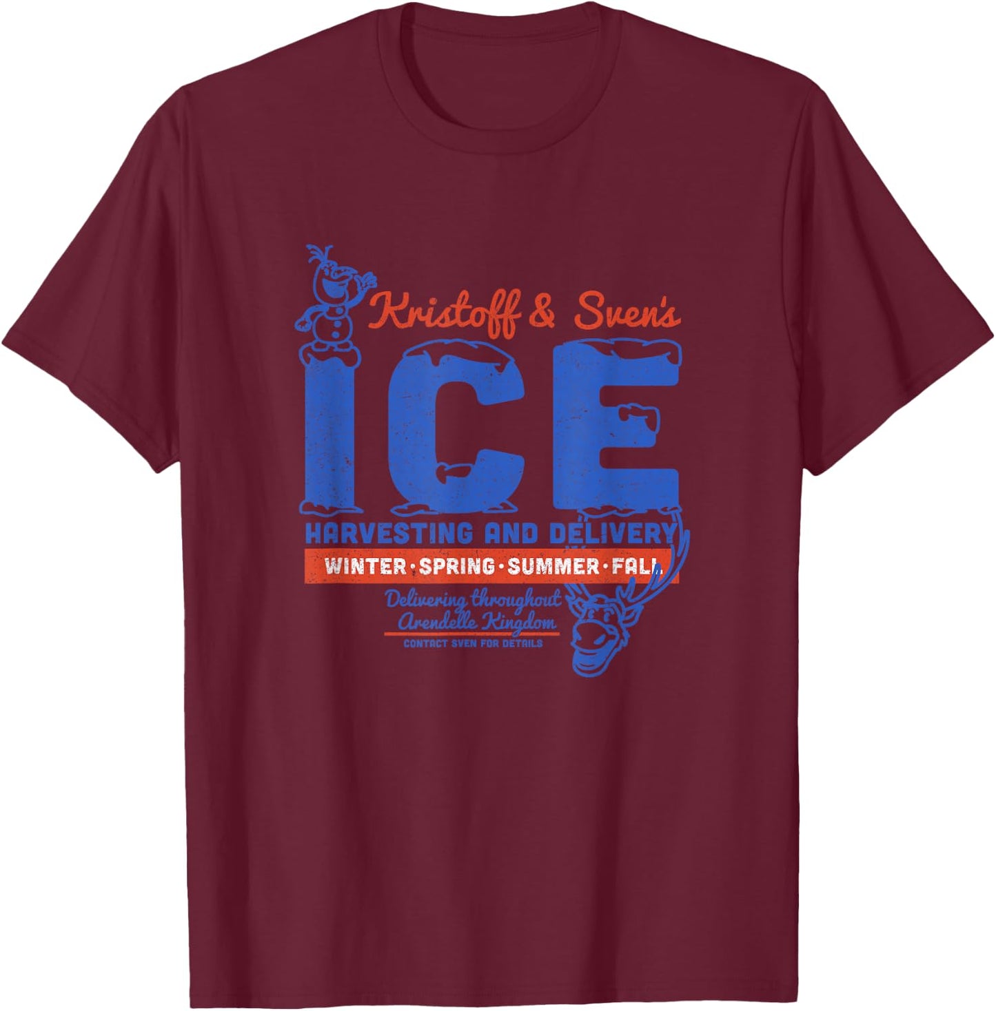 Disney Frozen Kristoff & Sven's Ice Harvesting and Delivery T-Shirt - T-Shirt | Maroon