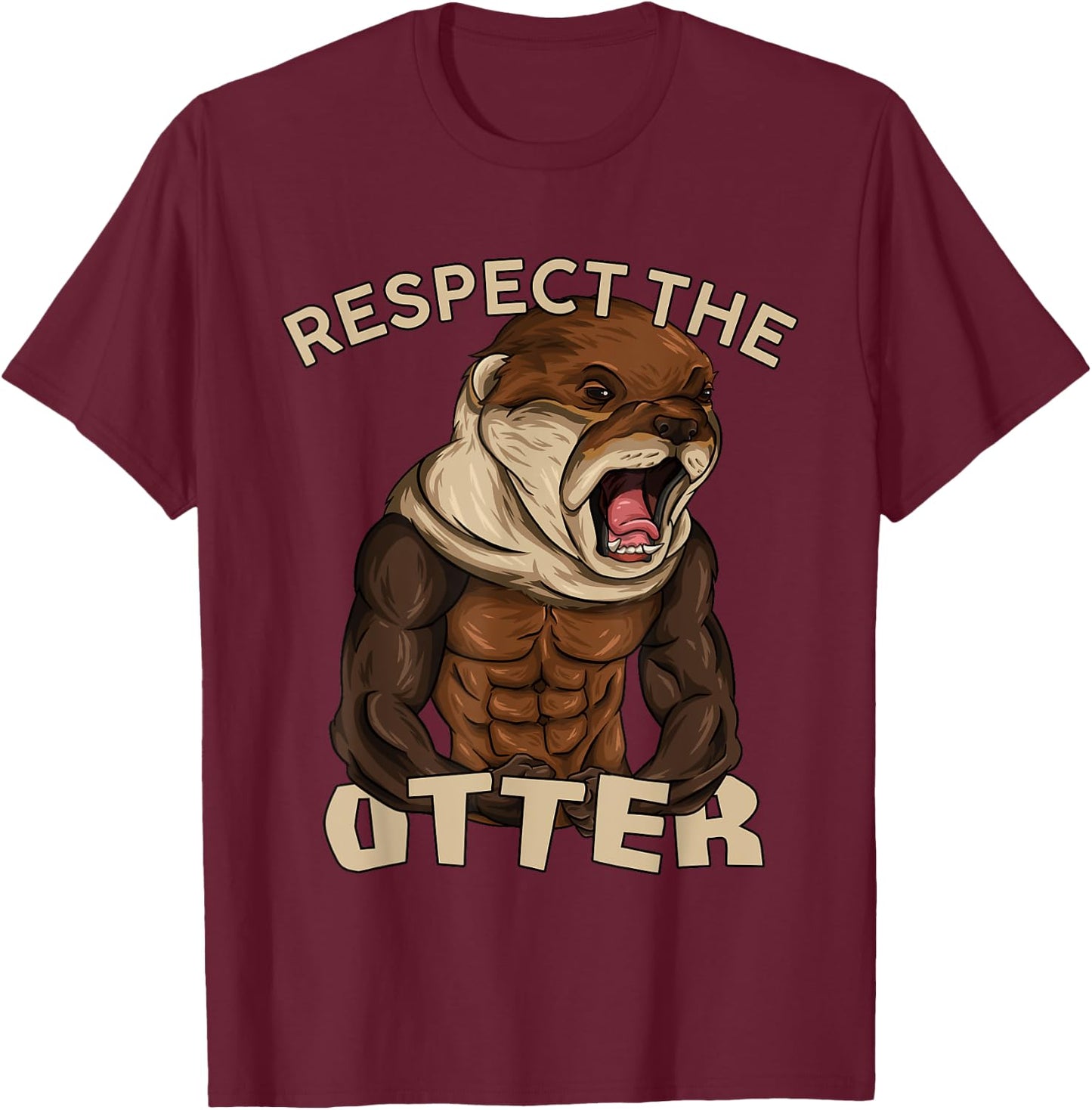 Respect The Otter - Muscular Fitness Bodybuilder Animal T-Shirt - T-Shirt | Maroon
