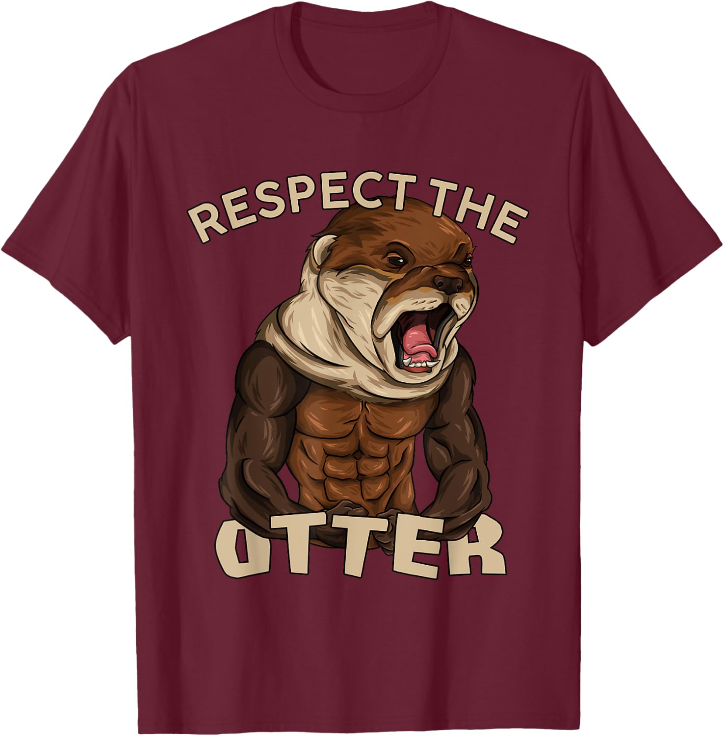 Respect The Otter - Muscular Fitness Bodybuilder Animal T-Shirt - T-Shirt | Maroon