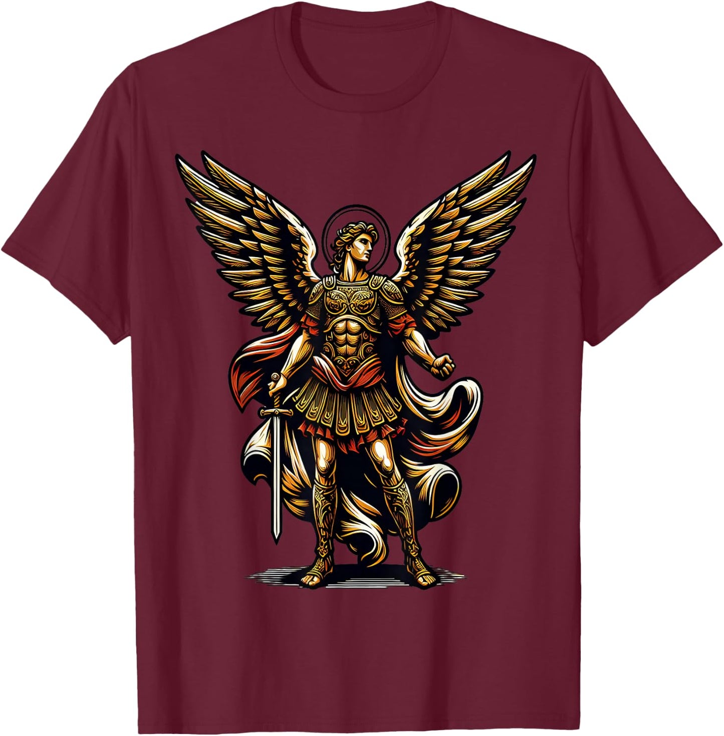 Saint Michael Archangel T-Shirt - T-Shirt | Maroon