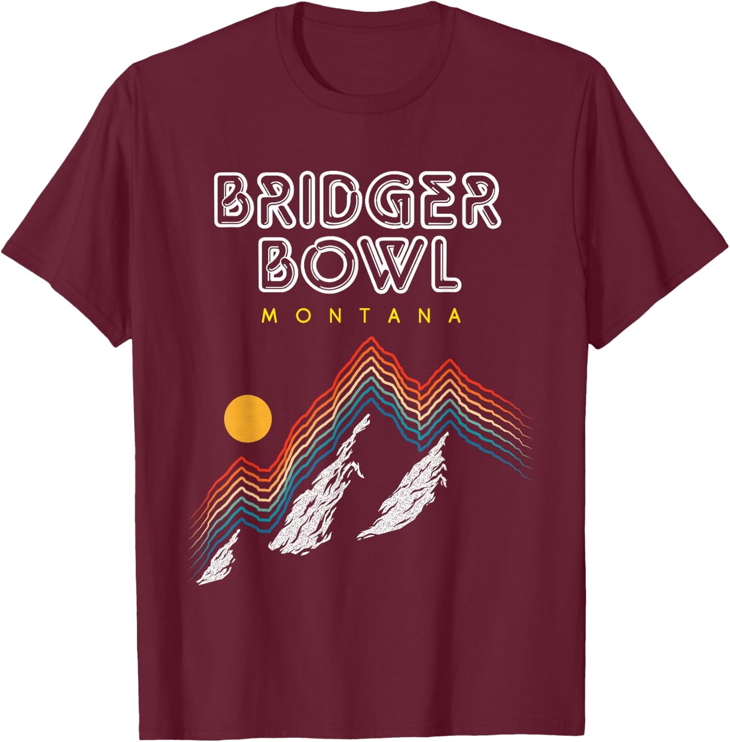 Bridger Bowl, Montana - USA Ski Resort 1980s Retro T-Shirt - T-Shirt | Maroon