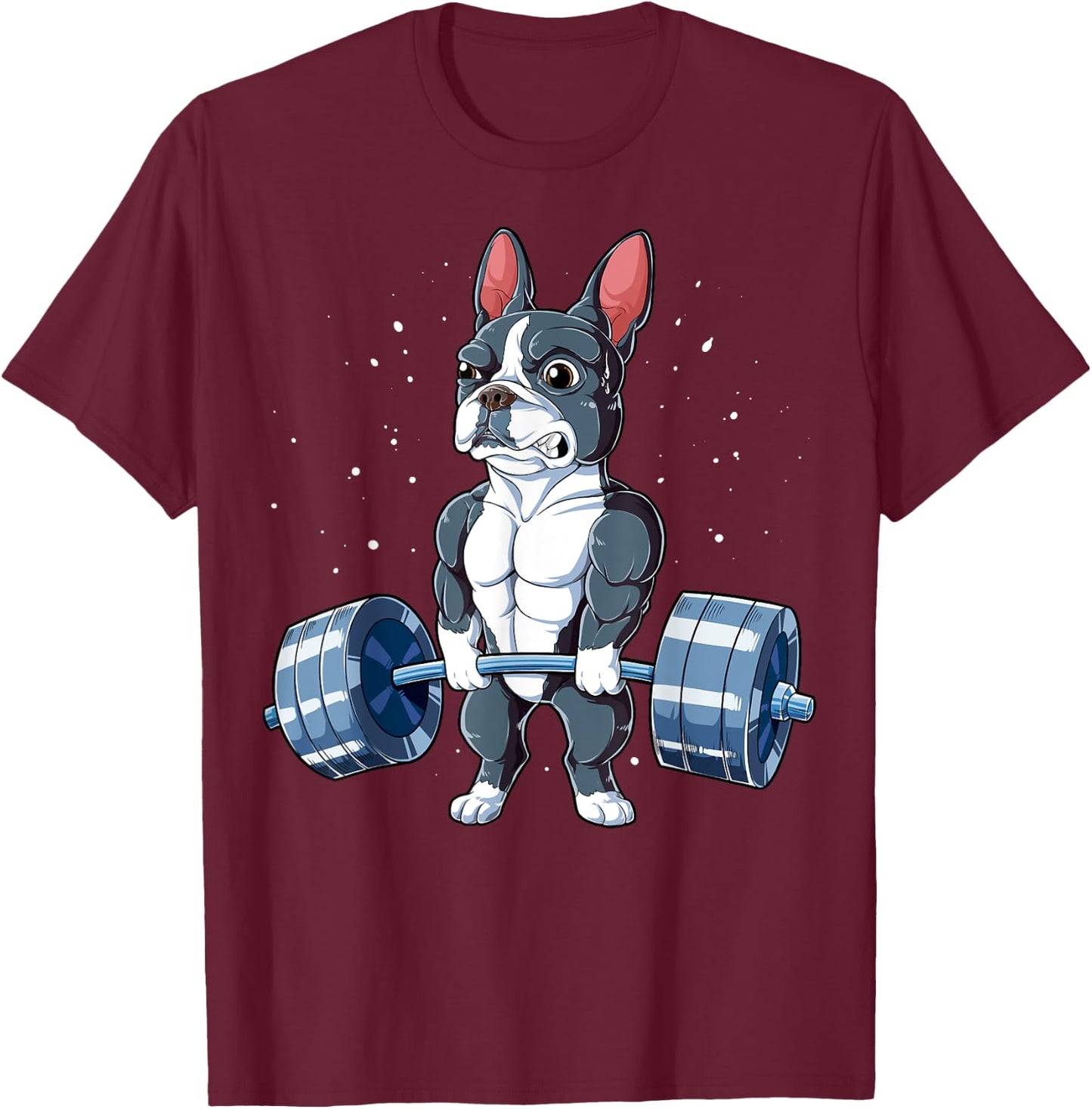 Boston Terrier Weightlifting Funny Deadlift Men Fitness Gym T-Shirt - T-Shirt | Maroon