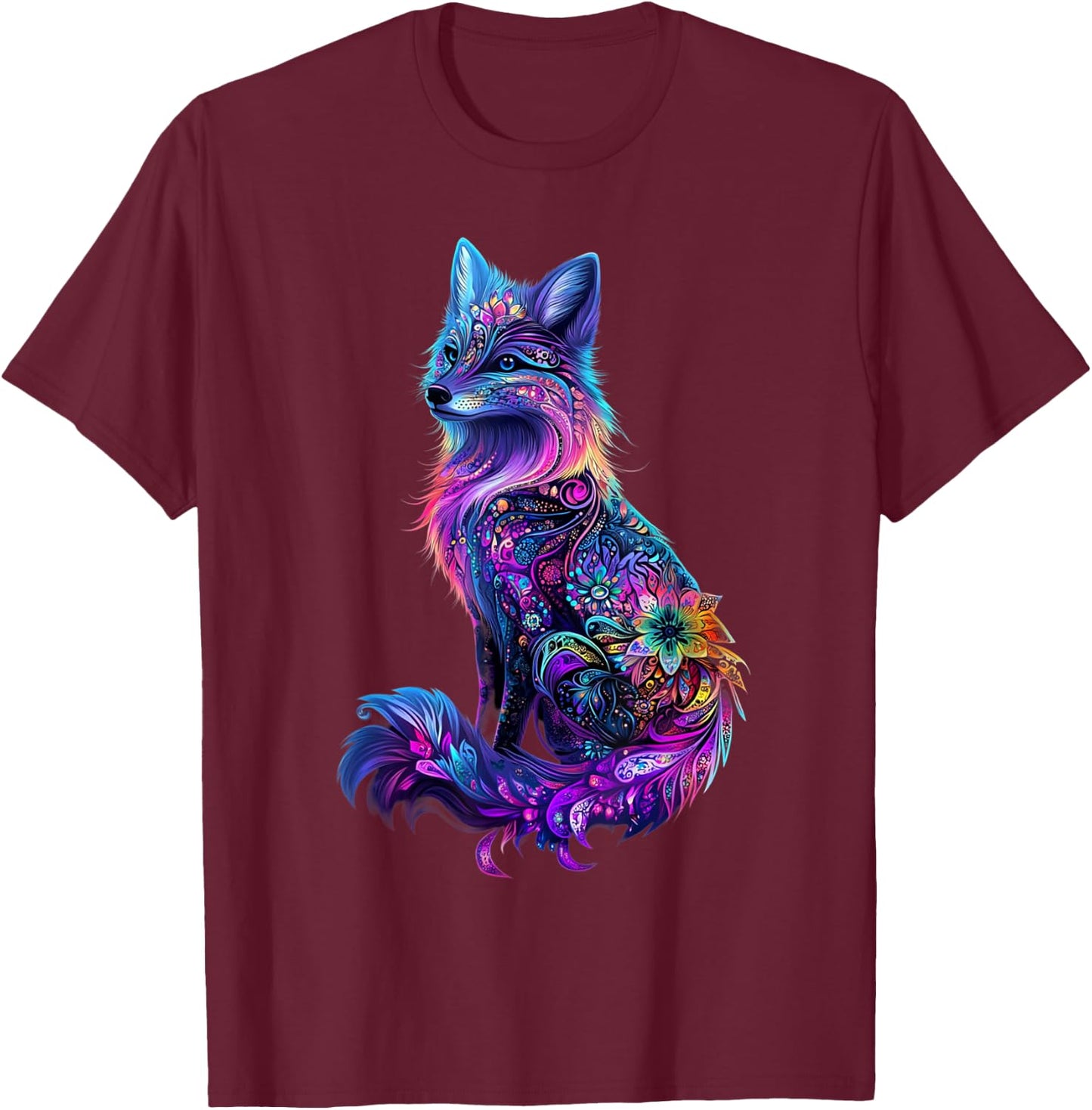 Aesthetic Arctic Fox Graphic Cute Fox Women Girls T-Shirt - T-Shirt | Maroon