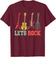 Lets Rock Rock n Roll Guitar Retro Small T-Shirt - T-Shirt | Maroon