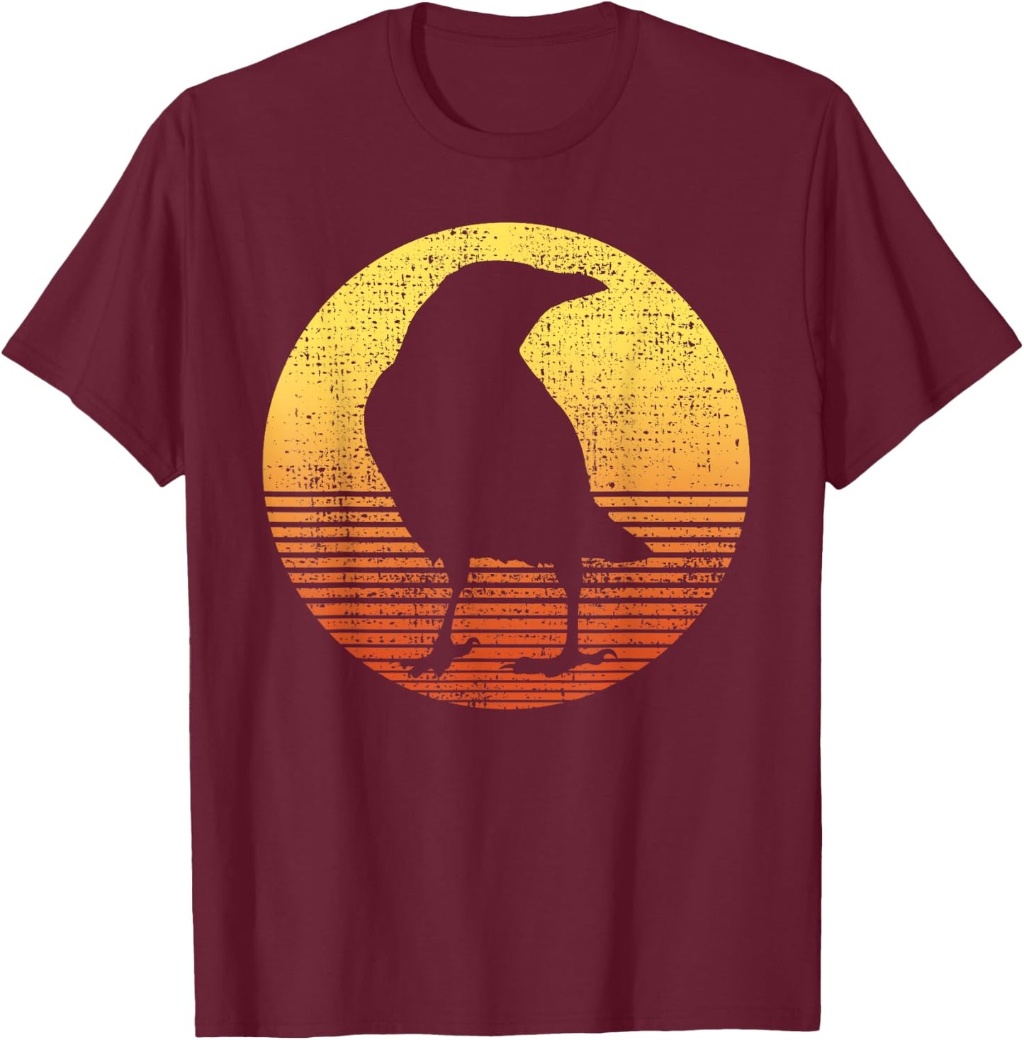 Crow Bird Lover Raven Vintage T-Shirt - T-Shirt | Maroon