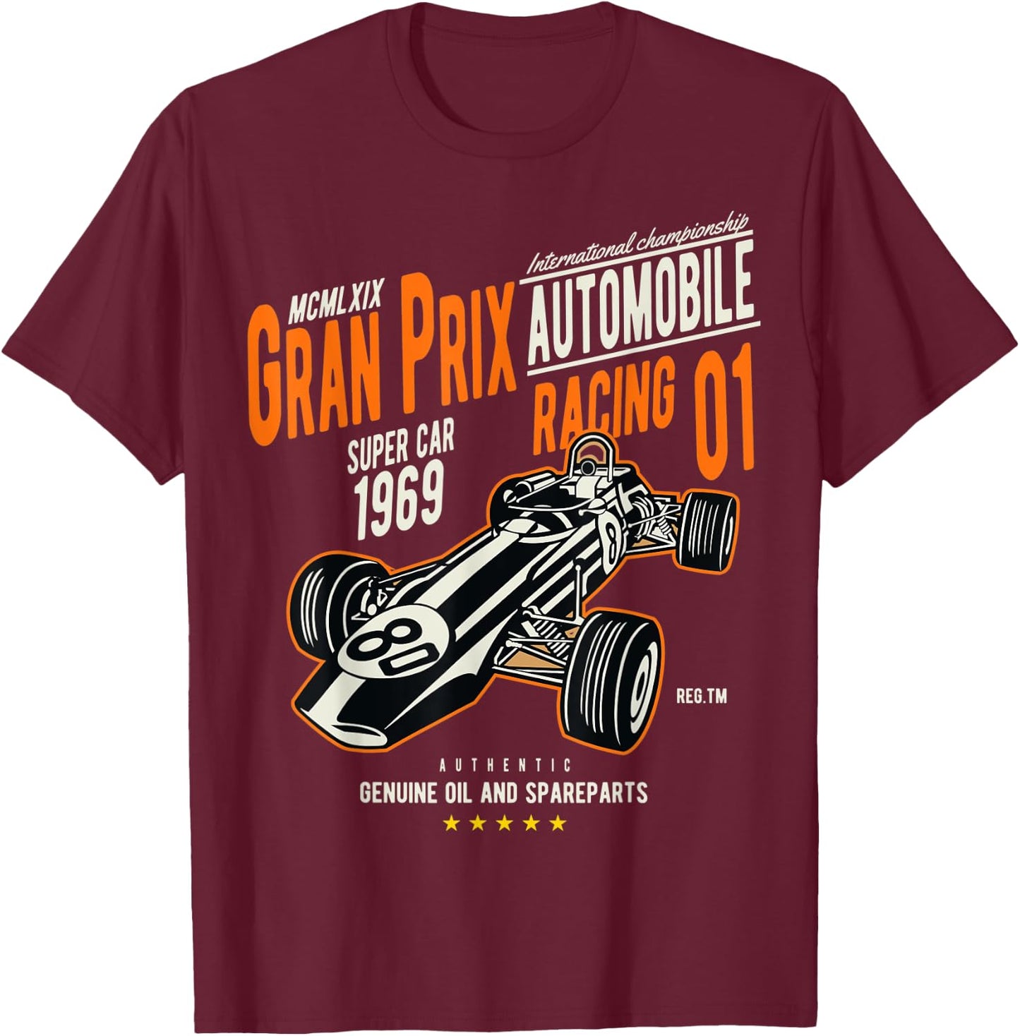 Vintage Car Racing Shirt Gran Prix 60s Auto Lovers Gift T-Shirt - T-Shirt | Maroon