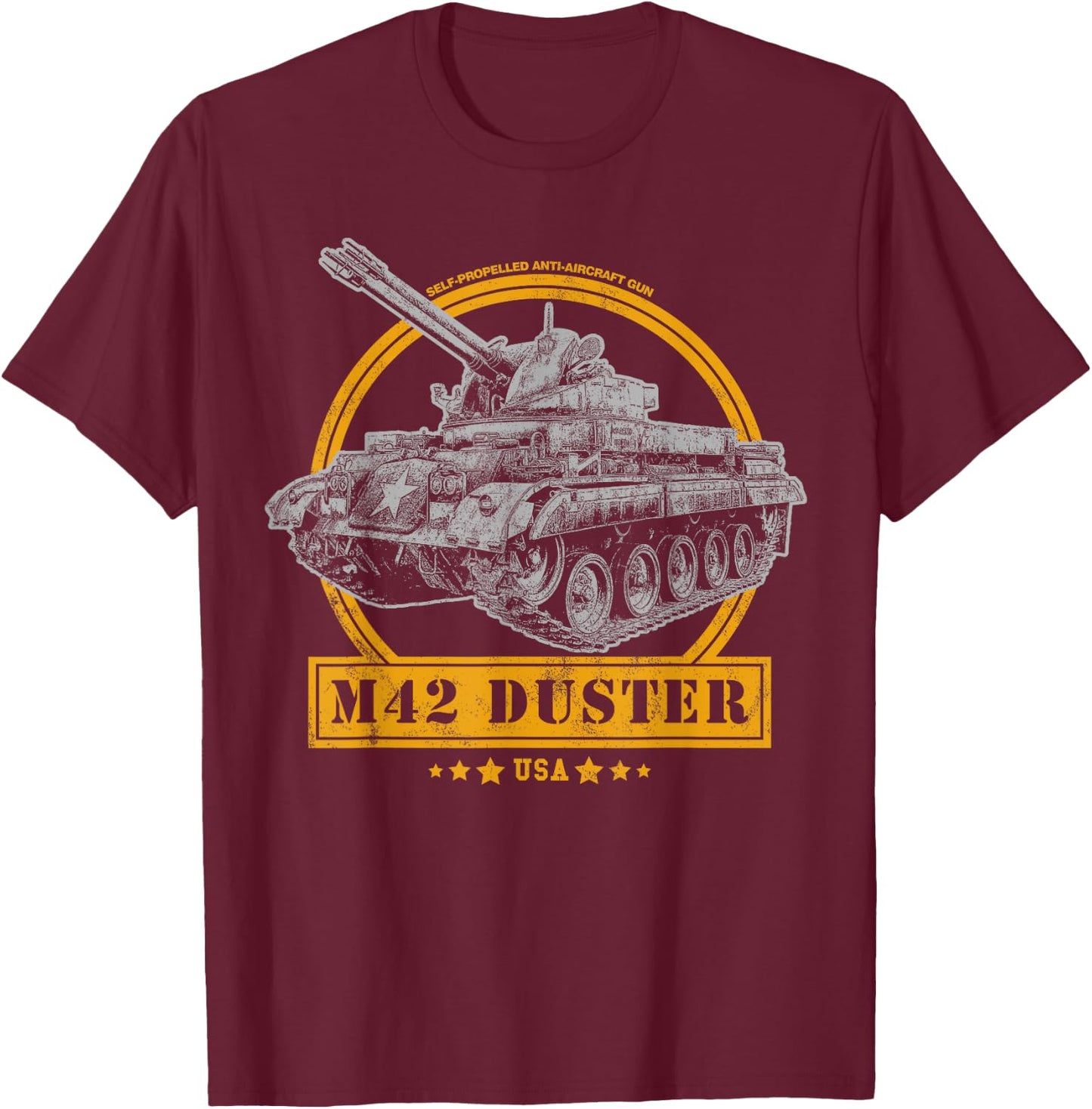 M42 Duster Self-Propelled Anti-Aircraft Gun T-Shirt - T-Shirt | Maroon