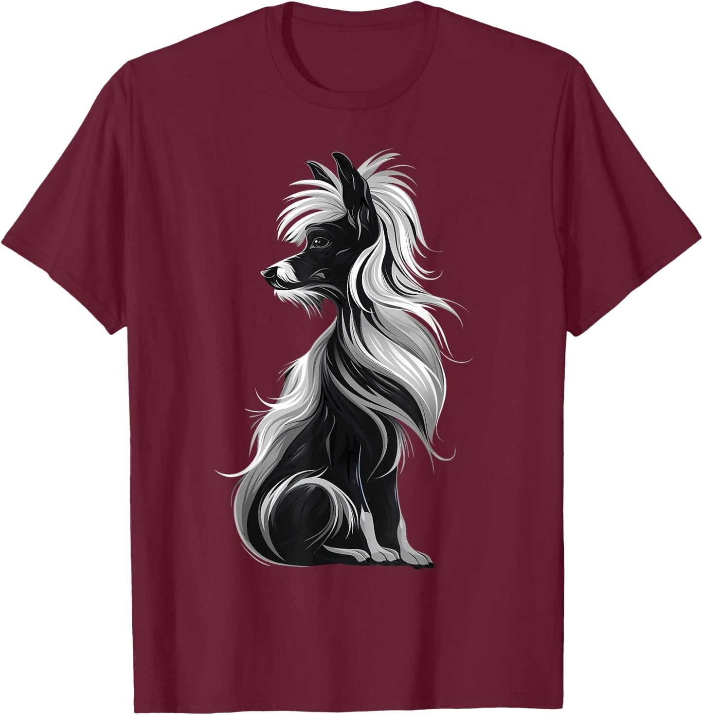 Chinese Crested Dog Dark Painting T-Shirt - T-Shirt | Maroon