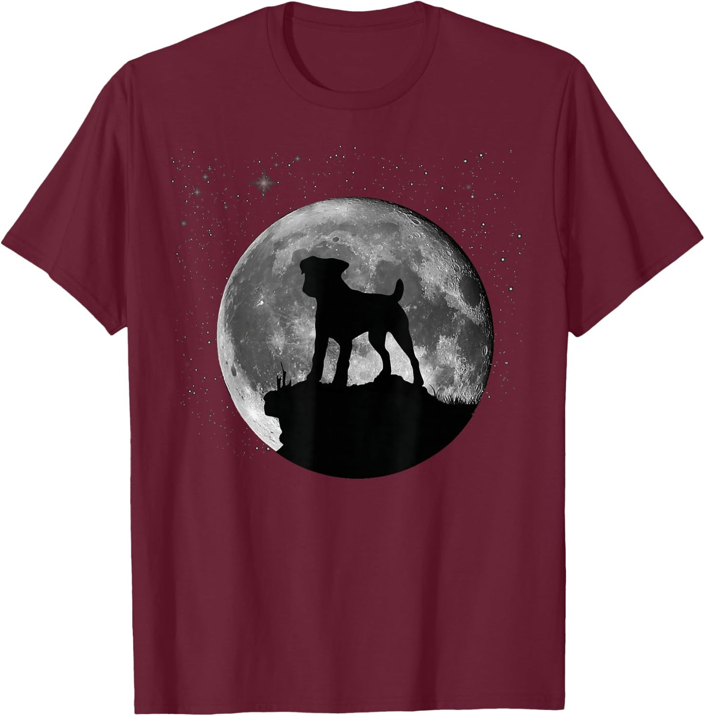 Parson Russell Terrier Dog Moon T-Shirt - T-Shirt | Maroon