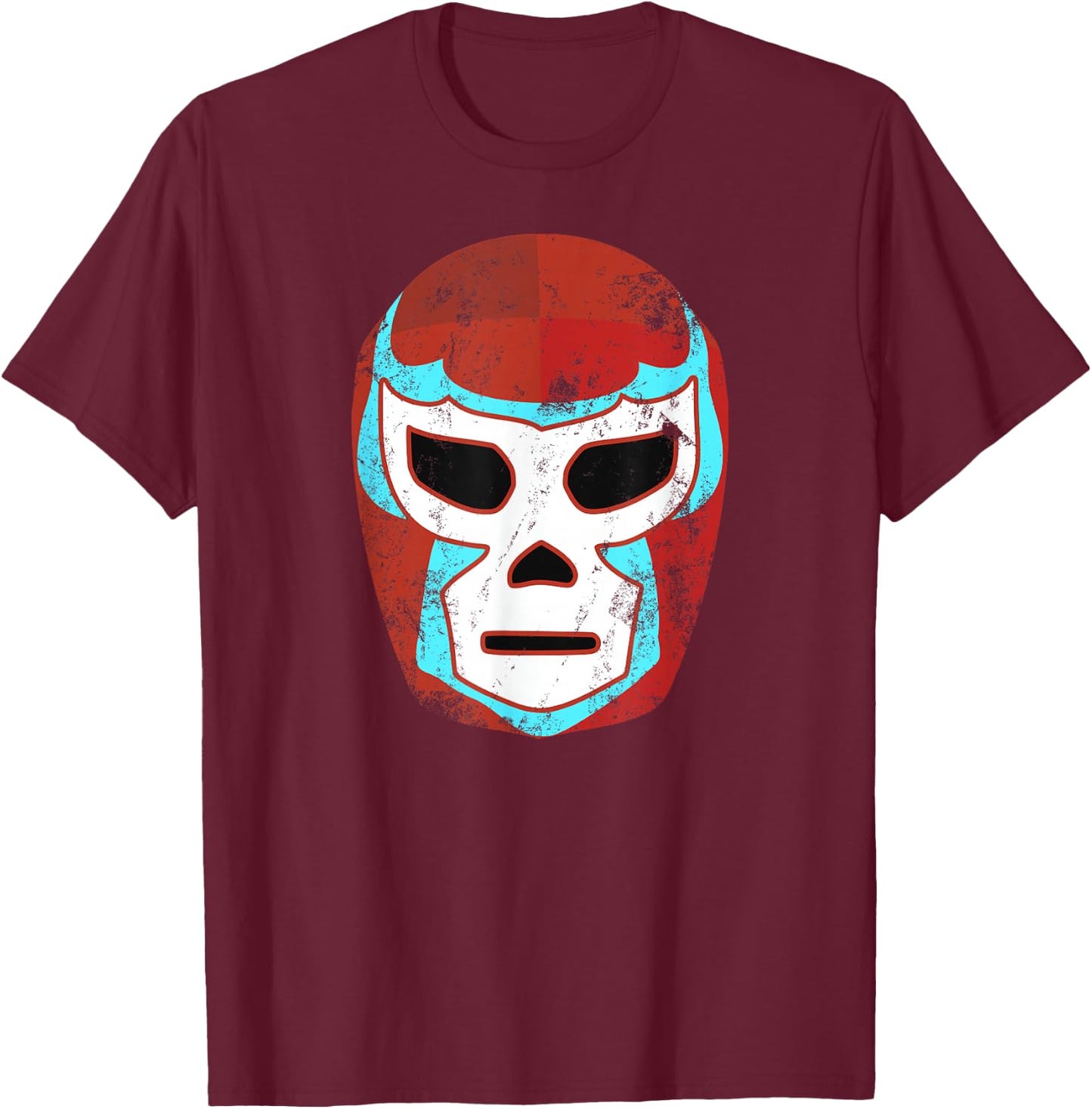 Wrestling Lucha Libre Luchador Mask Retro Throwback T-Shirt - T-Shirt | Maroon