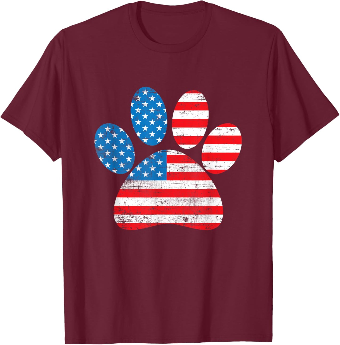 Dog America Flag Patriot day Paw Print Flag 4th of July Women Kids Men T-Shirt - T-Shirt | Maroon