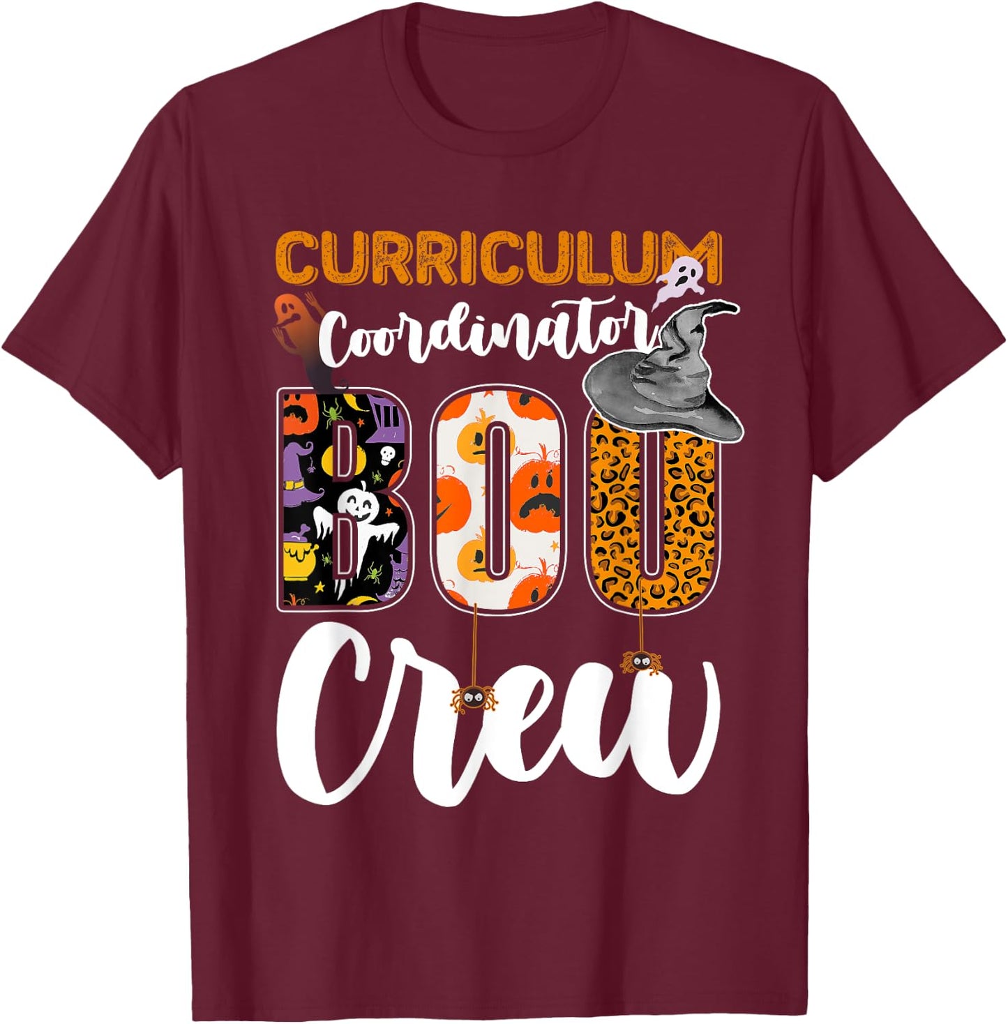 Curriculum Coordinator Boo Crew Halloween Matching T-Shirt - T-Shirt | Maroon